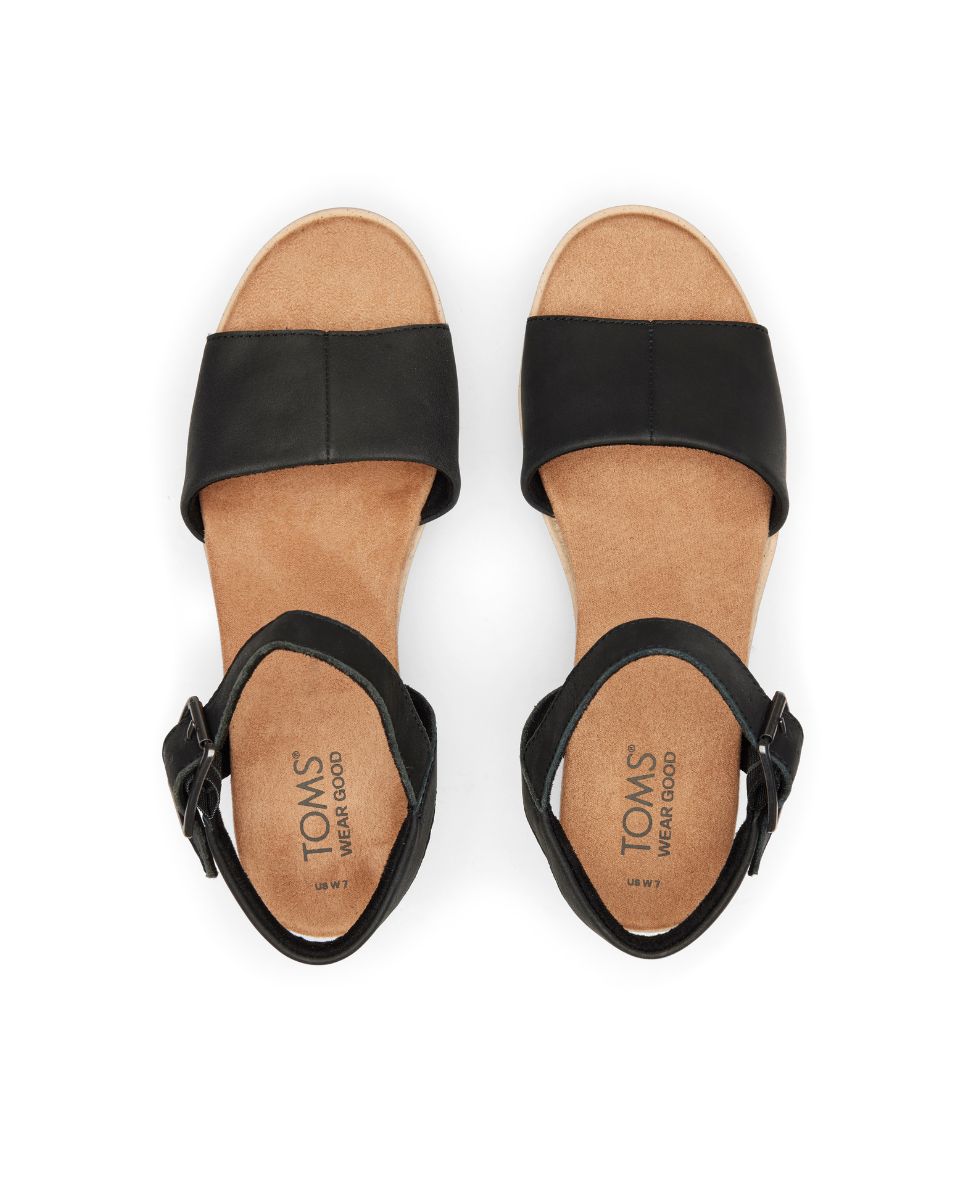 Sandalias de cuña de mujer diana de piel y hebilla - Toms - Negro Negro-2