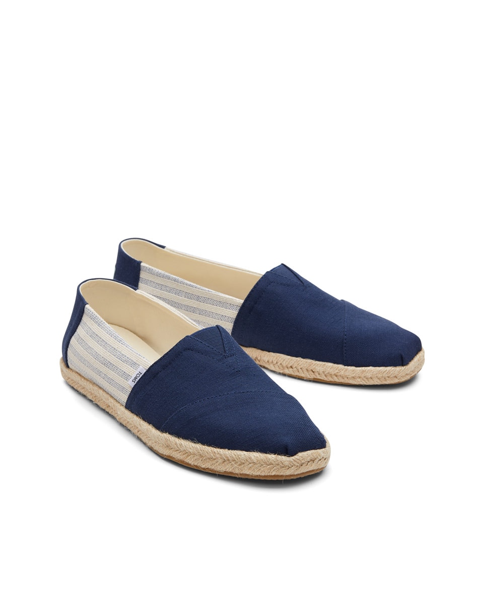 Alpargatas de hombre rope toms de lona marino a rayas - Azul Azul-3