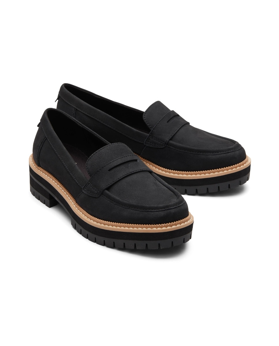 Mocasines con tacón de mujer cara de piel - Toms - Negro Negro-2