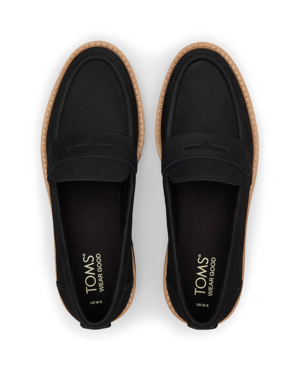 Mocasines con tacón de mujer cara de piel - Toms - Negro Negro-3