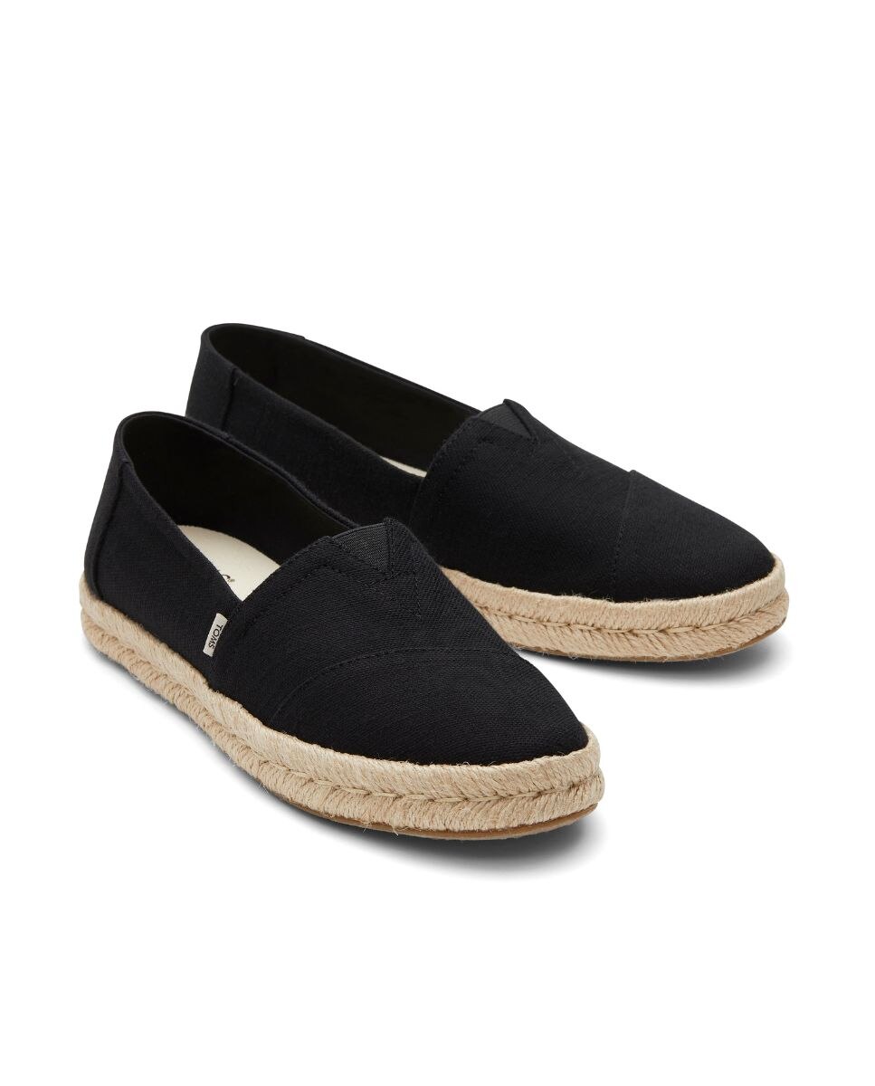Alpargatas planas de mujer rope 2 toms en lona - Negro Negro-3
