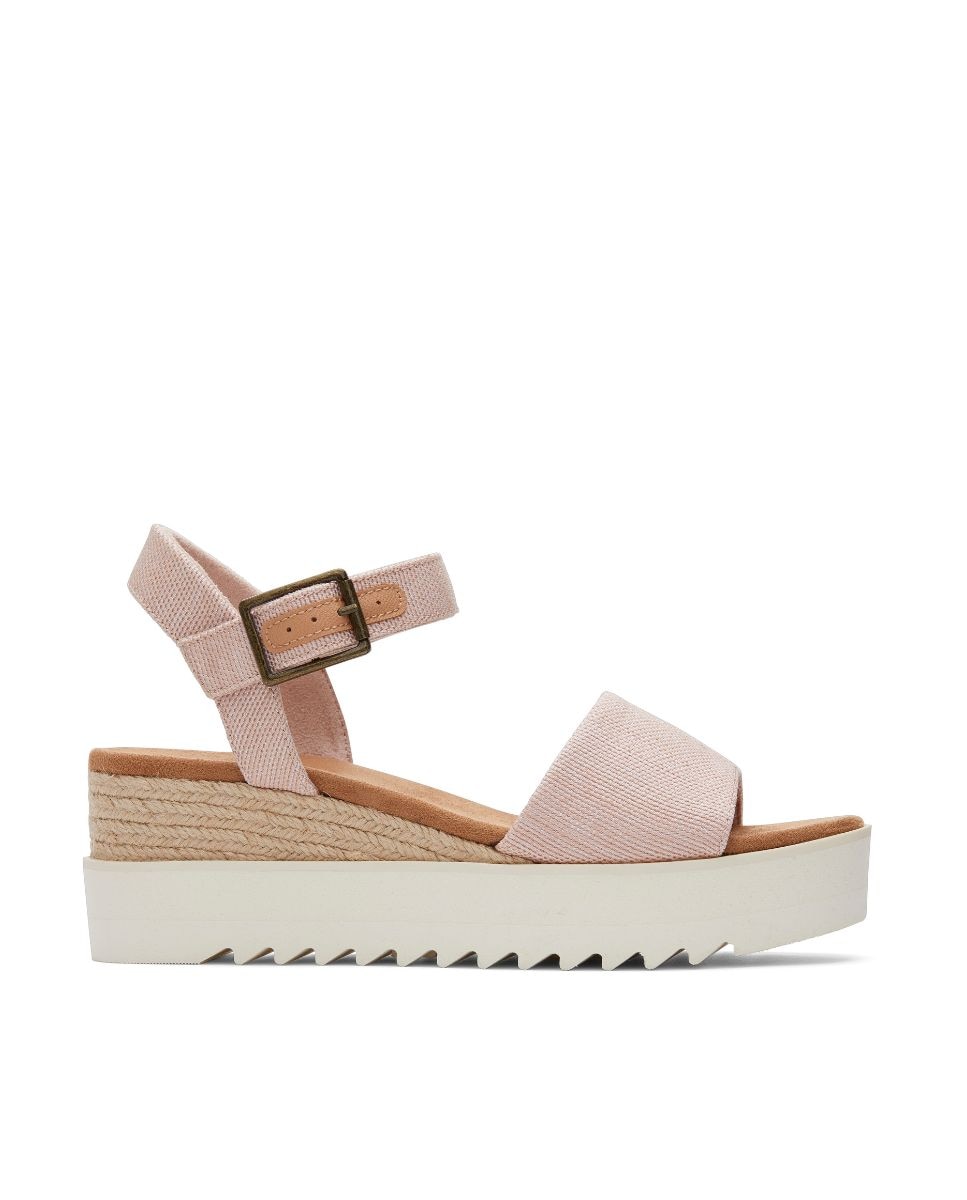 Toms - Sandalias de cuña para mujer diana toms en lona rosa.
