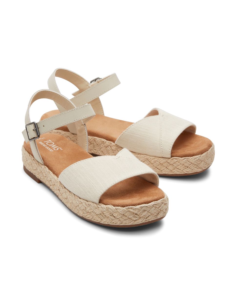 Sandalias planas para mujer abby toms en lona natural - Blanco Blanco-3
