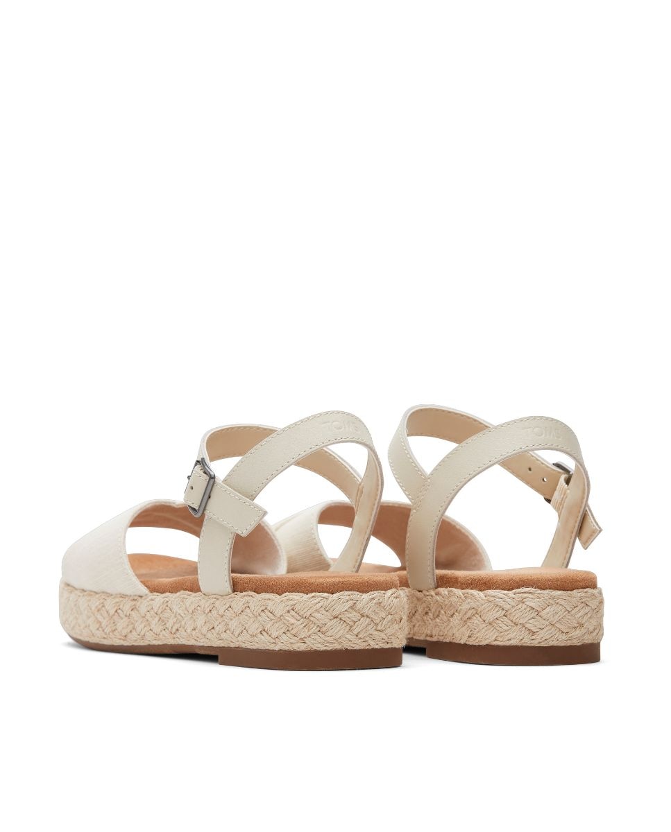 Sandalias planas para mujer abby toms en lona natural - Blanco Blanco-2