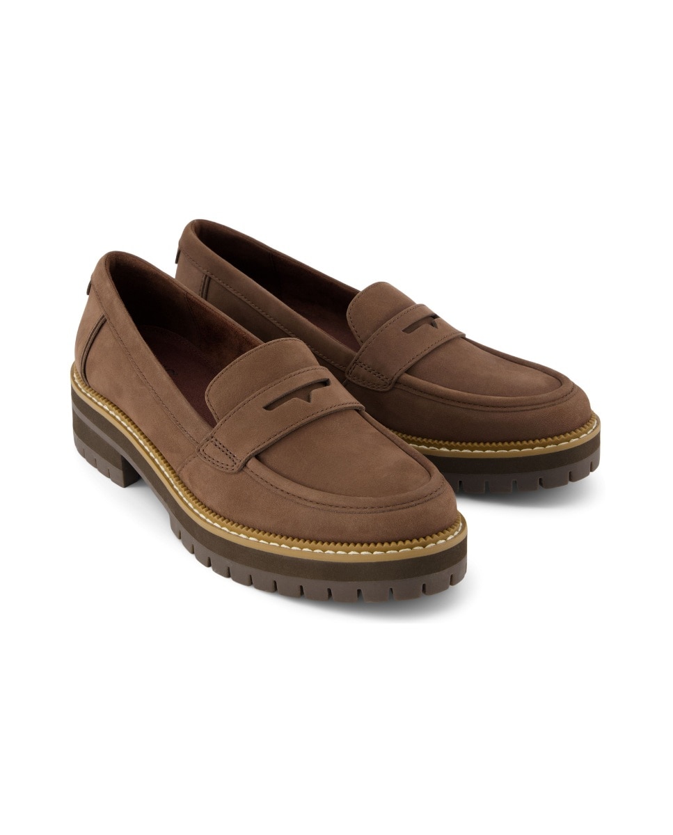 Mocasines con tacón de mujer cara de piel - Toms - Roble Roble-3
