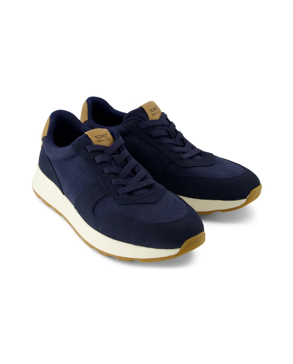 Zapatillas de hombre trvl lite retro de piel y cordones - Toms - Azul marino Azul marino-3
