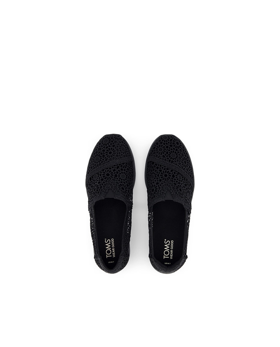 Alpargatas planas de mujer plus de crochet y lona - Toms - Negro Negro-2