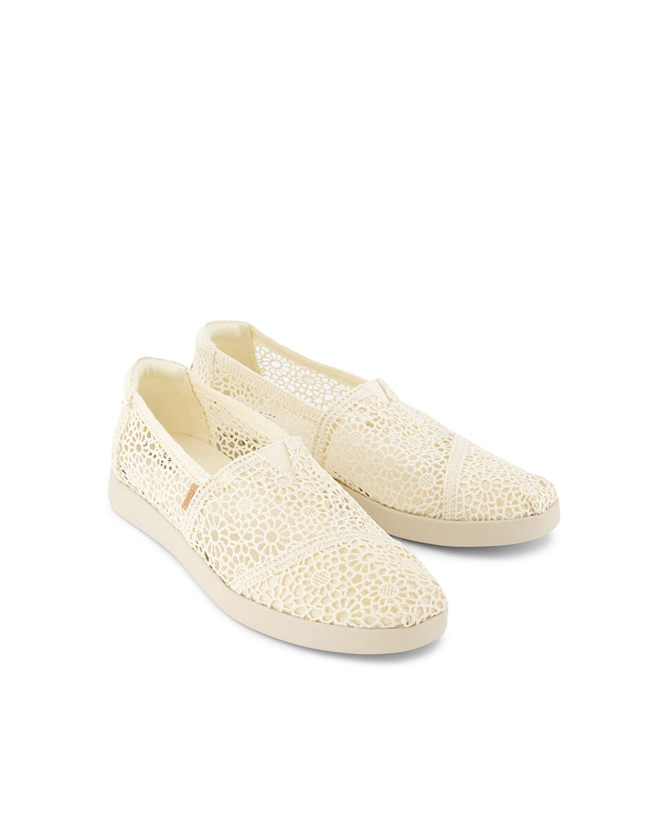 Alpargatas planas de mujer plus de crochet y lona - Toms - Natural Natural-3