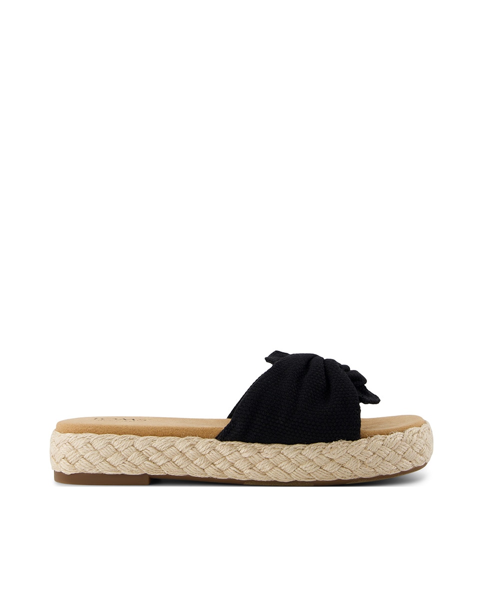 Sandalias planas de mujer abby de lona y plataforma - Toms - Negro Negro-1