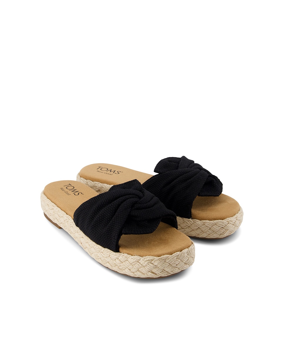 Sandalias planas de mujer abby de lona y plataforma - Toms - Negro Negro-3