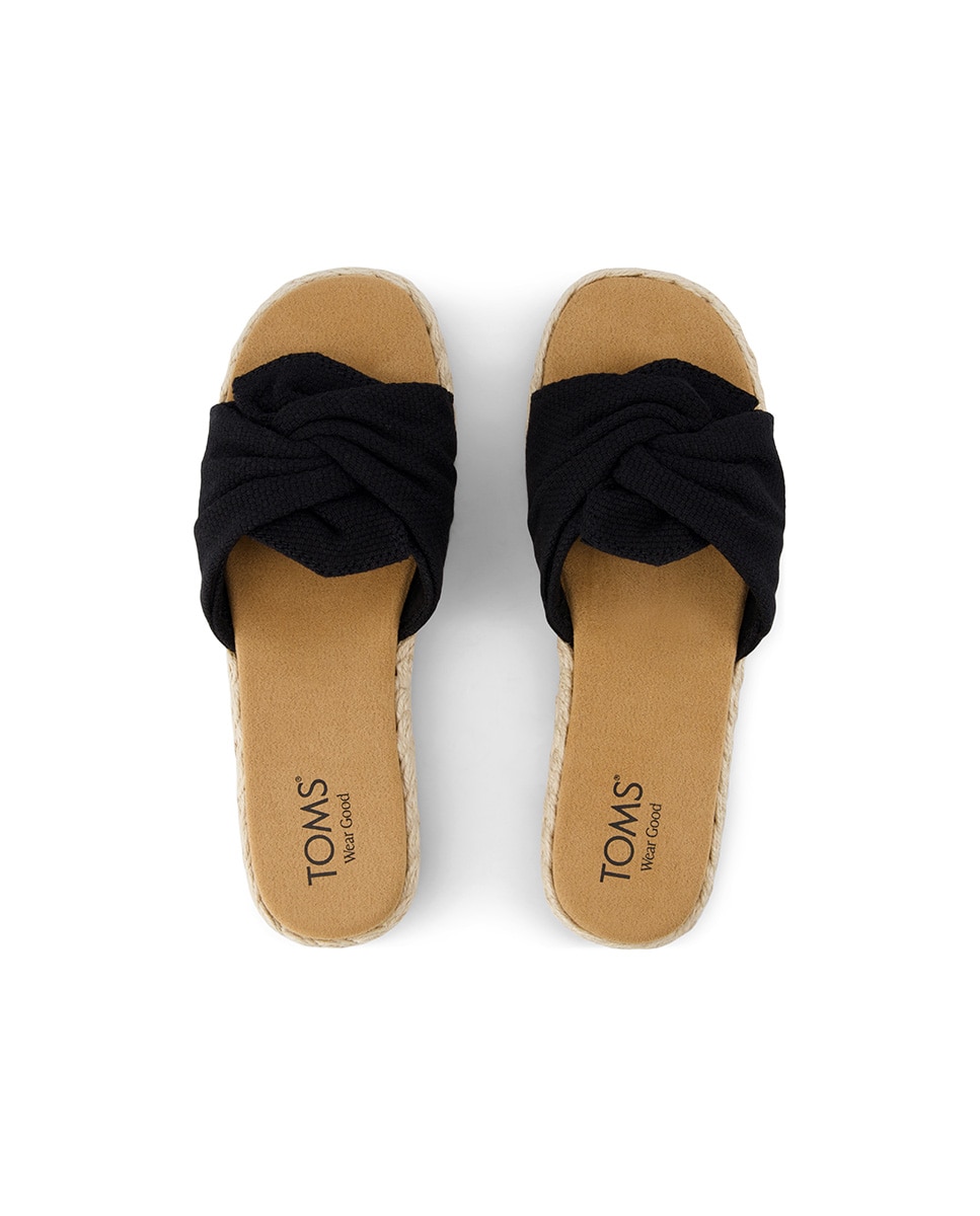 Sandalias planas de mujer abby de lona y plataforma - Toms - Negro Negro-2