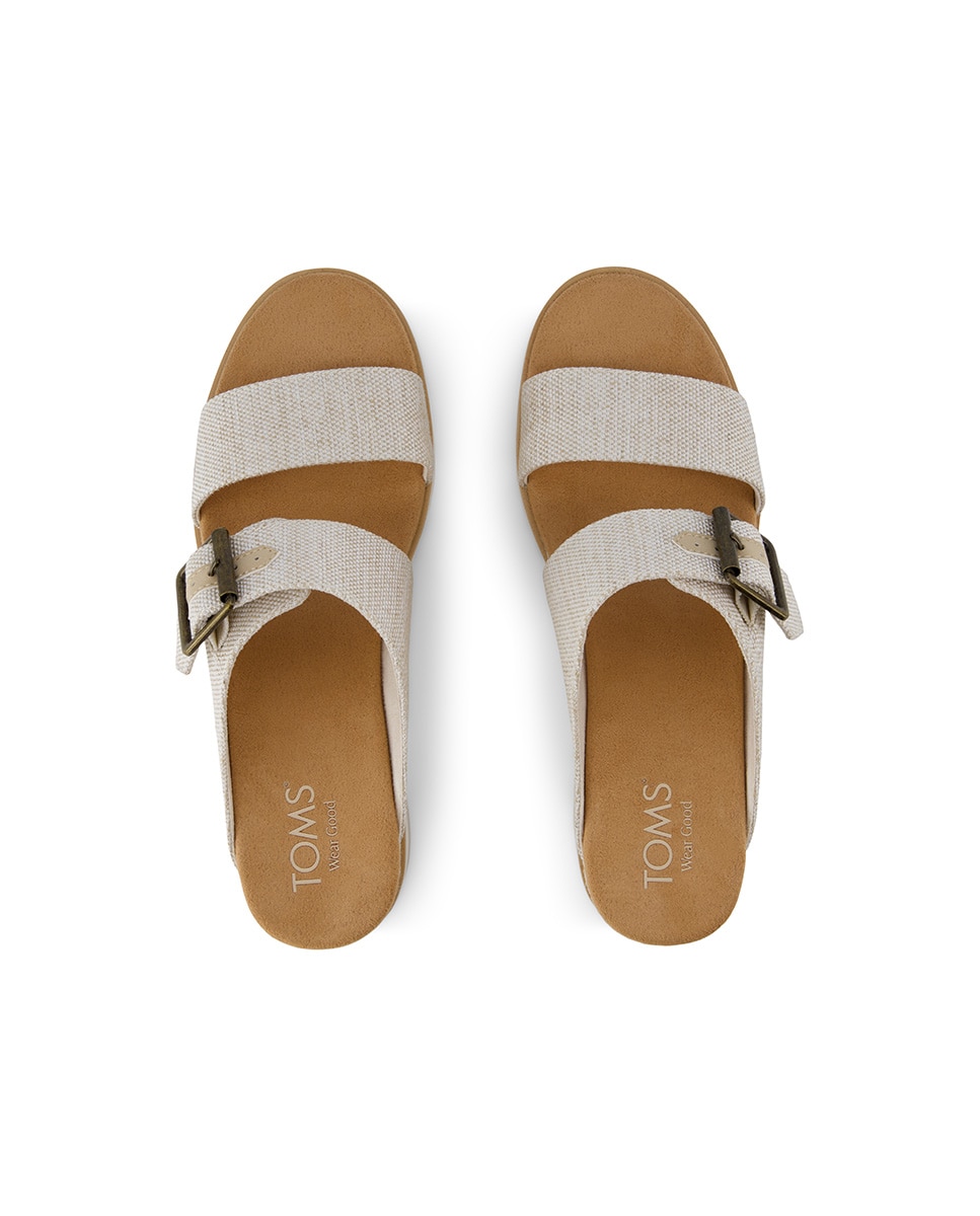 Sandalias de cuña de mujer diana mule de lona con hebilla y cuña - Toms - Natural Natural-2