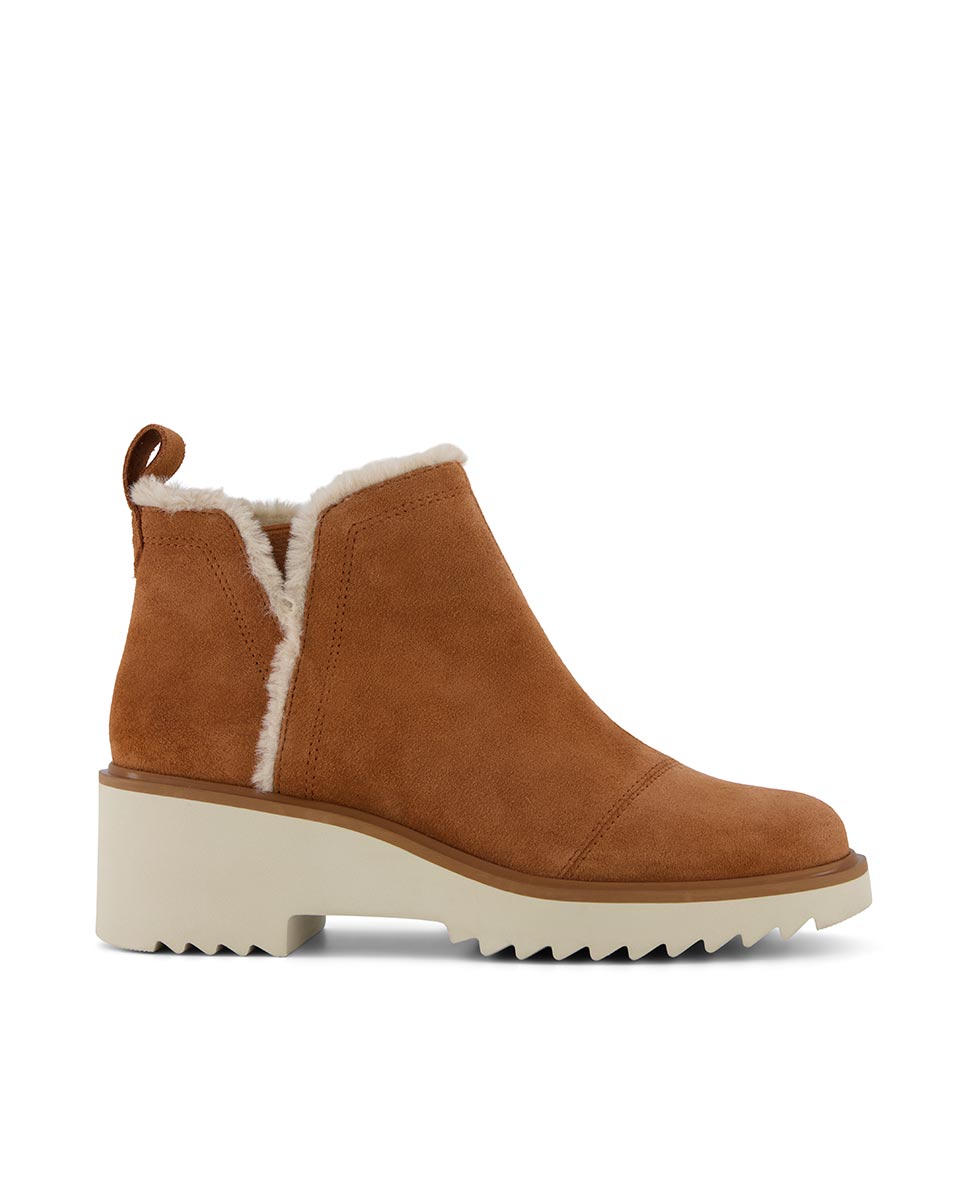 Toms - Botines de pelo para mujer maude amber toms en ante marrón.