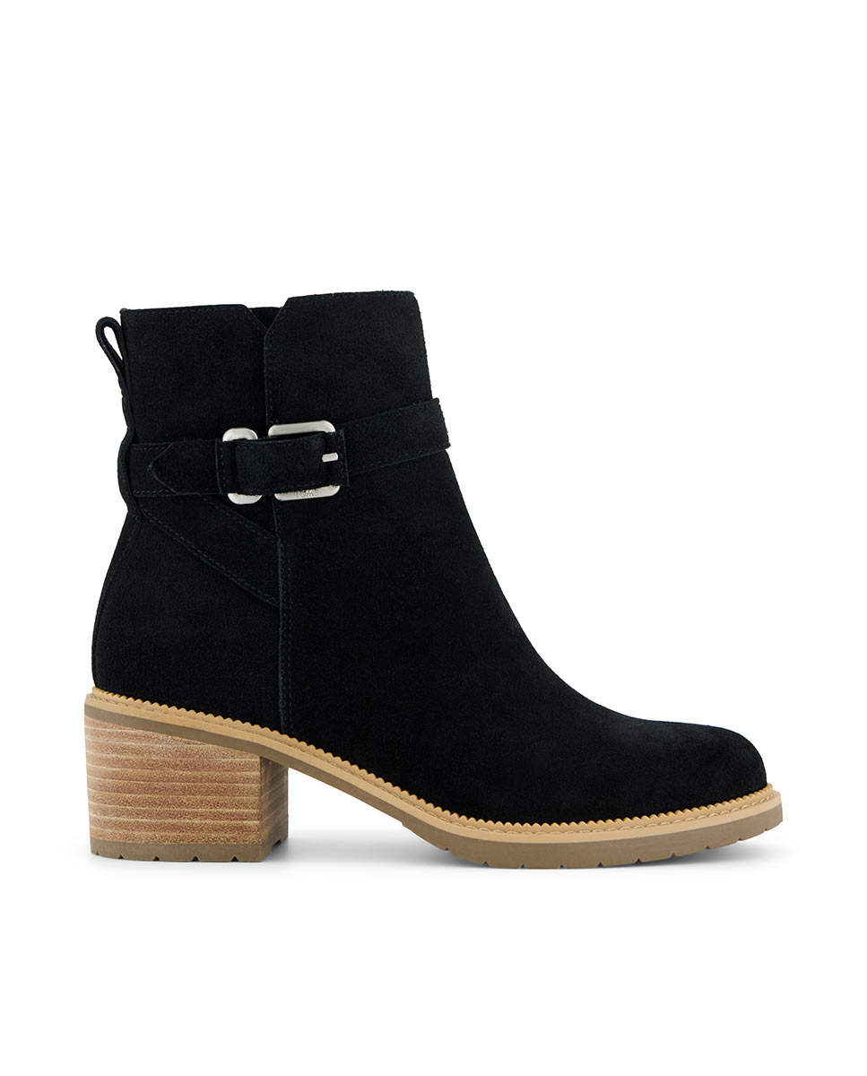 Botines básicos de mujer hailey buckle water resistant de piel y hebilla - Toms - Negro Negro-1