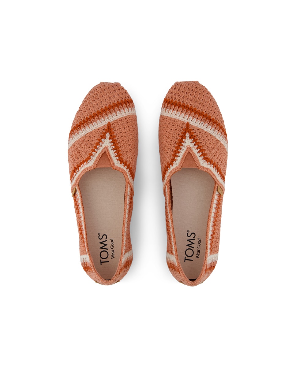 Alpargatas planas de mujer classic de lona y ganchillo terracota - Toms - Rosa Rosa-2