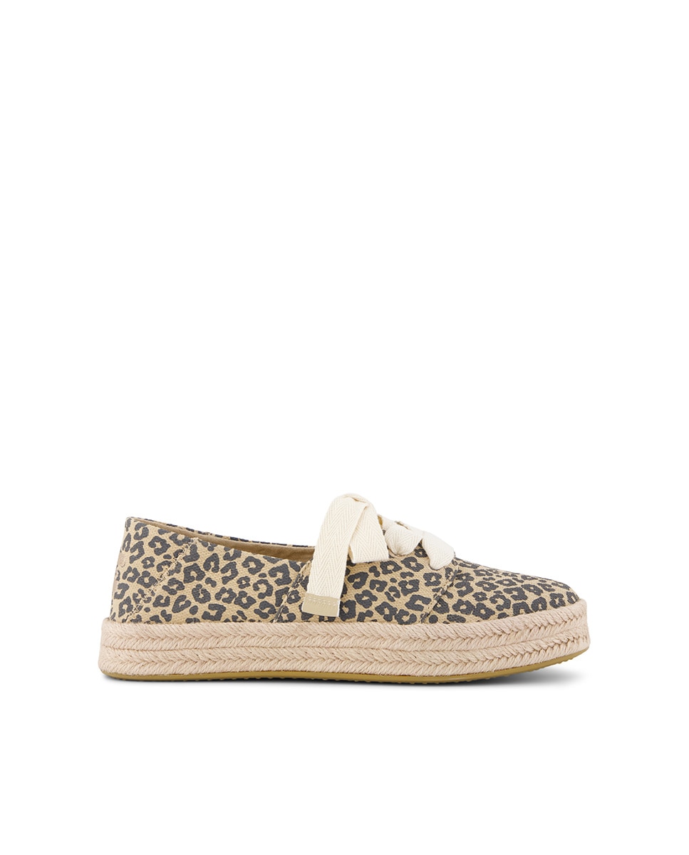 Toms - Alpargatas planas para mujer carolina lace up toms en lona leopardo.