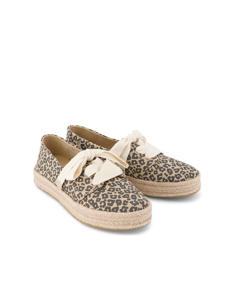 Alpargatas planas para mujer carolina lace up toms en lona leopardo - Multicolor Multicolor-3