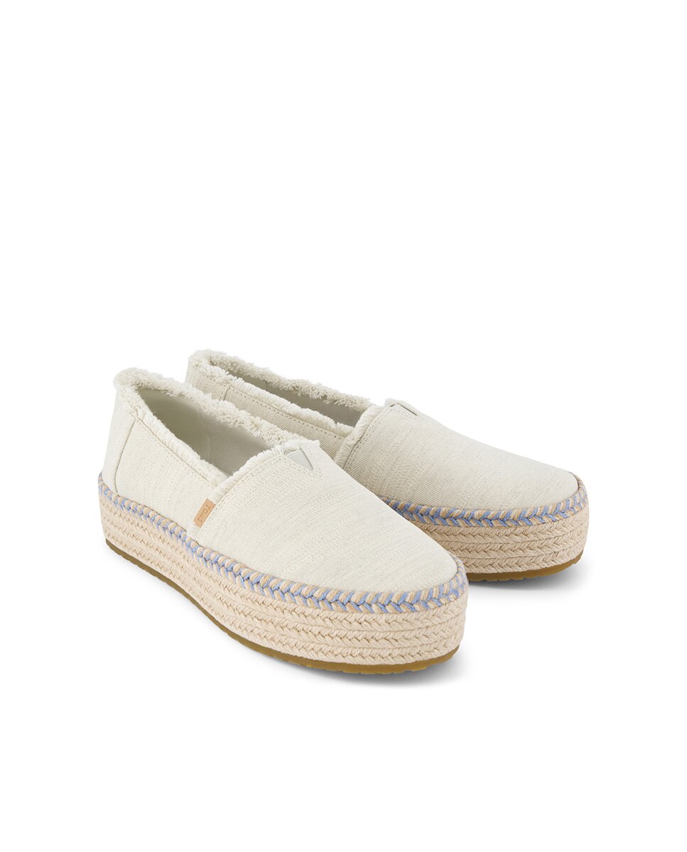 Alpargatas planas de mujer valencia de lona y plataforma - Toms - Blanco Blanco-3