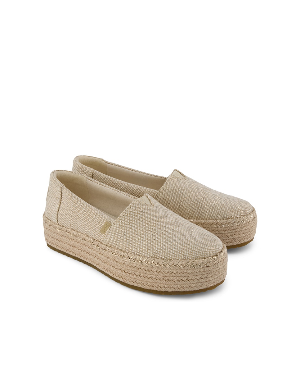 Alpargatas planas de mujer valencia de lona y plataforma - Toms - Oro Oro-3