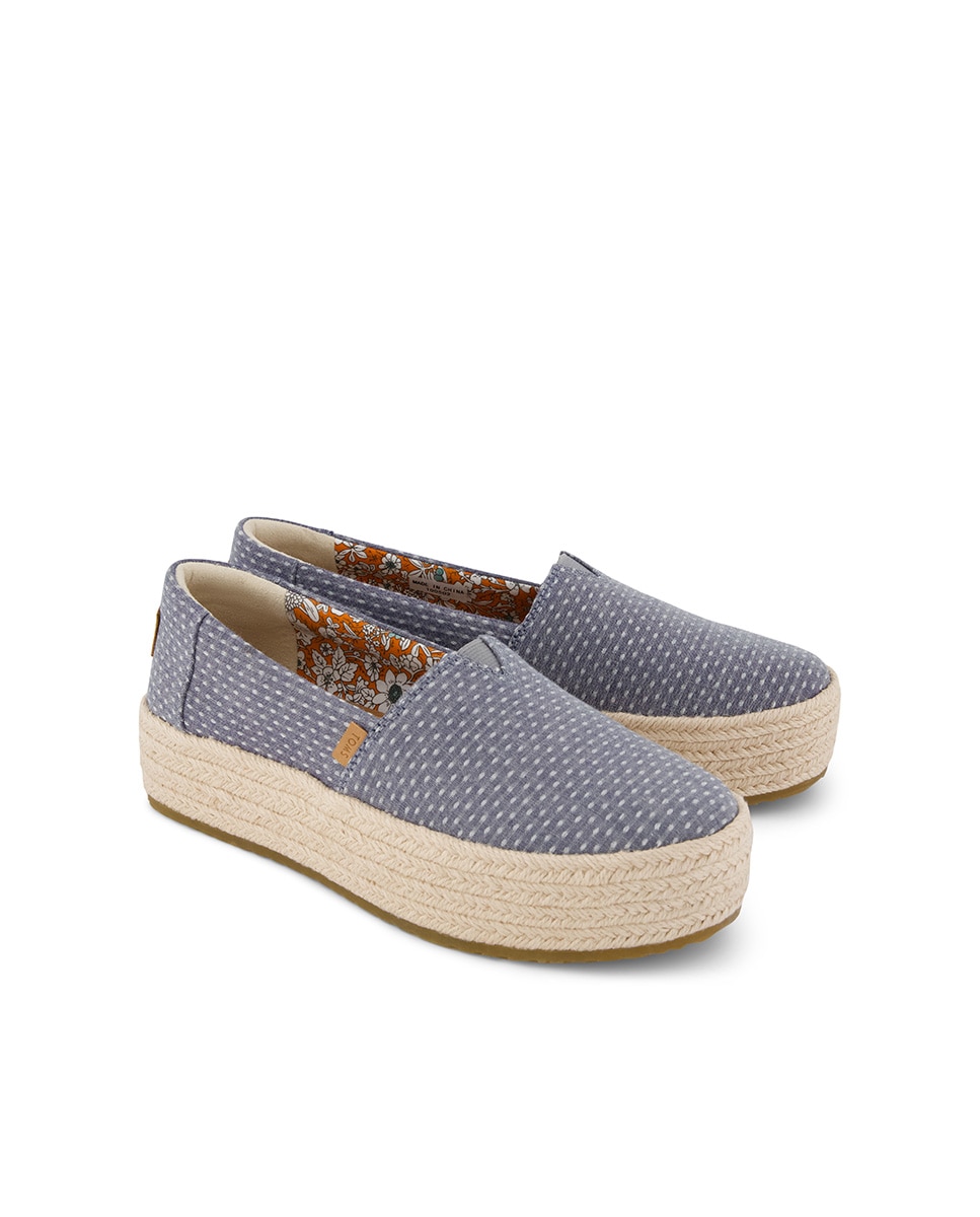 Alpargatas planas de mujer valencia de lona y plataforma - Toms - Azul grisáceo Azul grisáceo-3