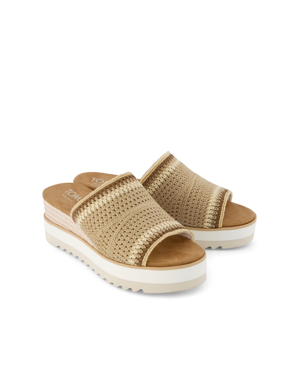 Sandalias de cuña de mujer diana mule de lona - Toms - Marrón Marrón-3