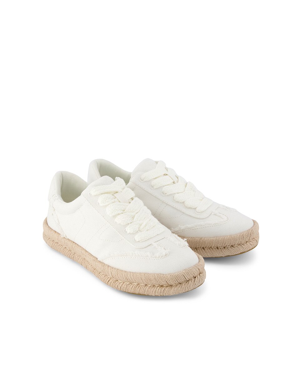 Zapatillas planas de mujer jesse de lona y plataforma - Toms - Blanco Blanco-3