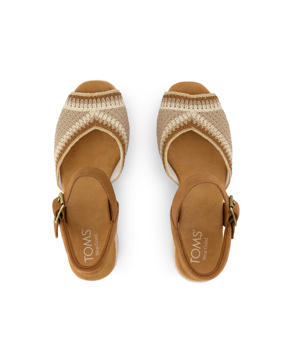 Sandalias de tacón de mujer isla peep toe de lona - Toms - Marrón Marrón-2