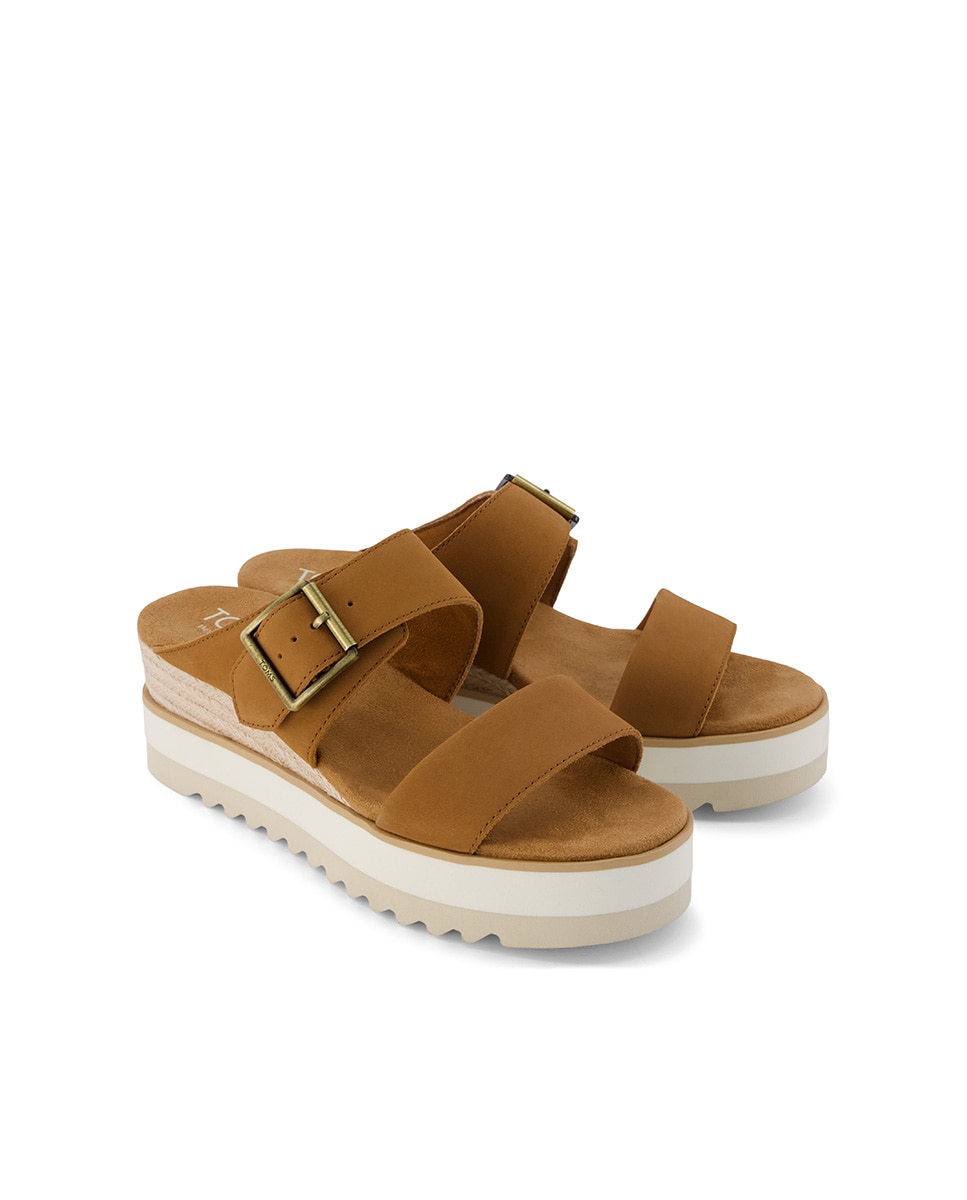Sandalias de cuña de mujer diana mule buckle de ante - Toms - Marrón Marrón-3