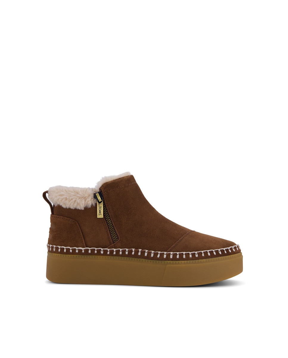 Botines de pelo de mujer de piel y plataforma - Toms - Marrón oscuro Marrón oscuro-1