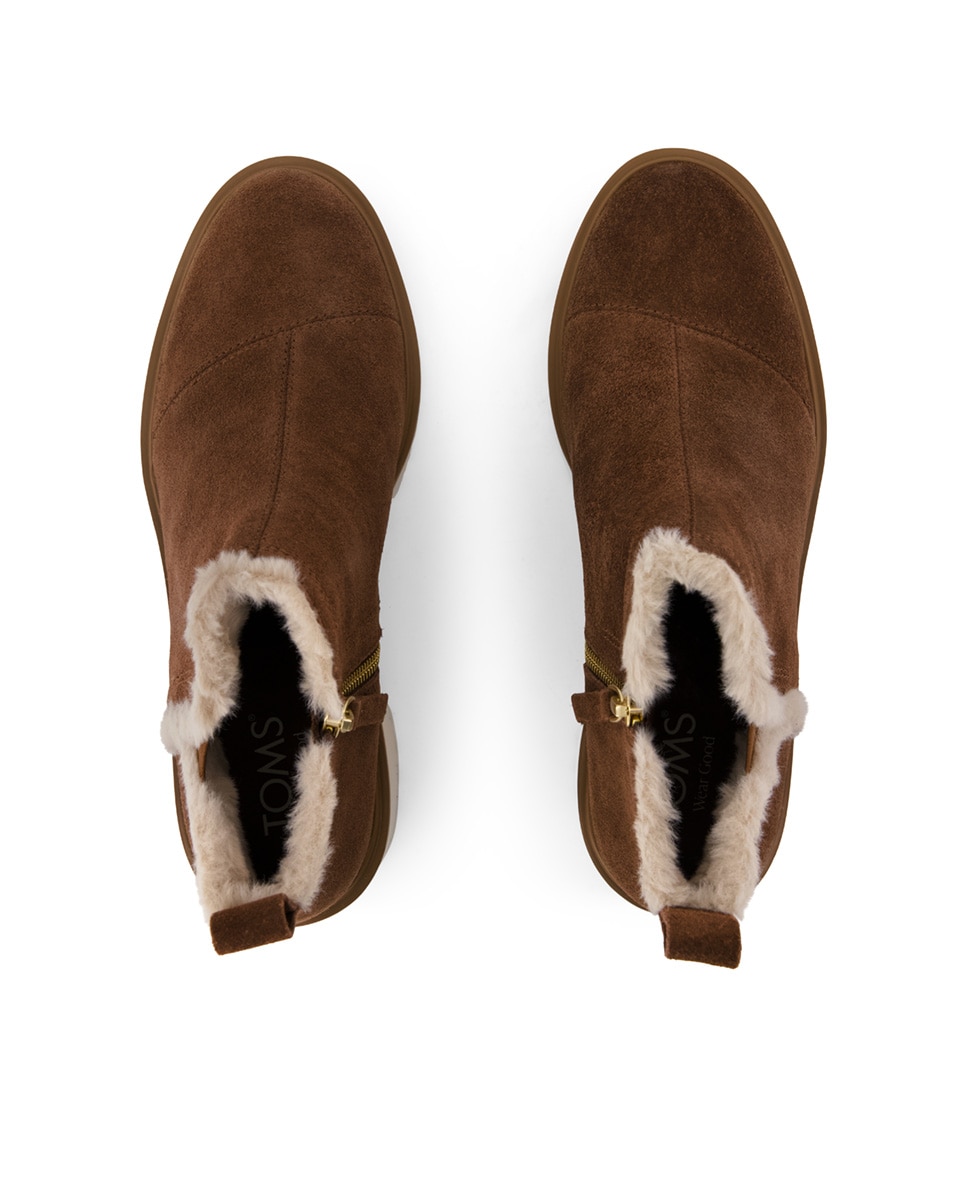 Botines de pelo de mujer mau de piel y cremallera - Toms - Marrón oscuro Marrón oscuro-2