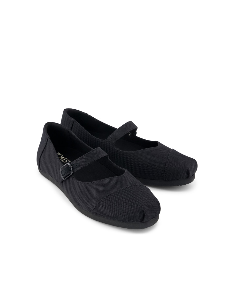 Alpargatas planas de mujer mary jane de lona y hebillas - Toms - Negro Negro-3
