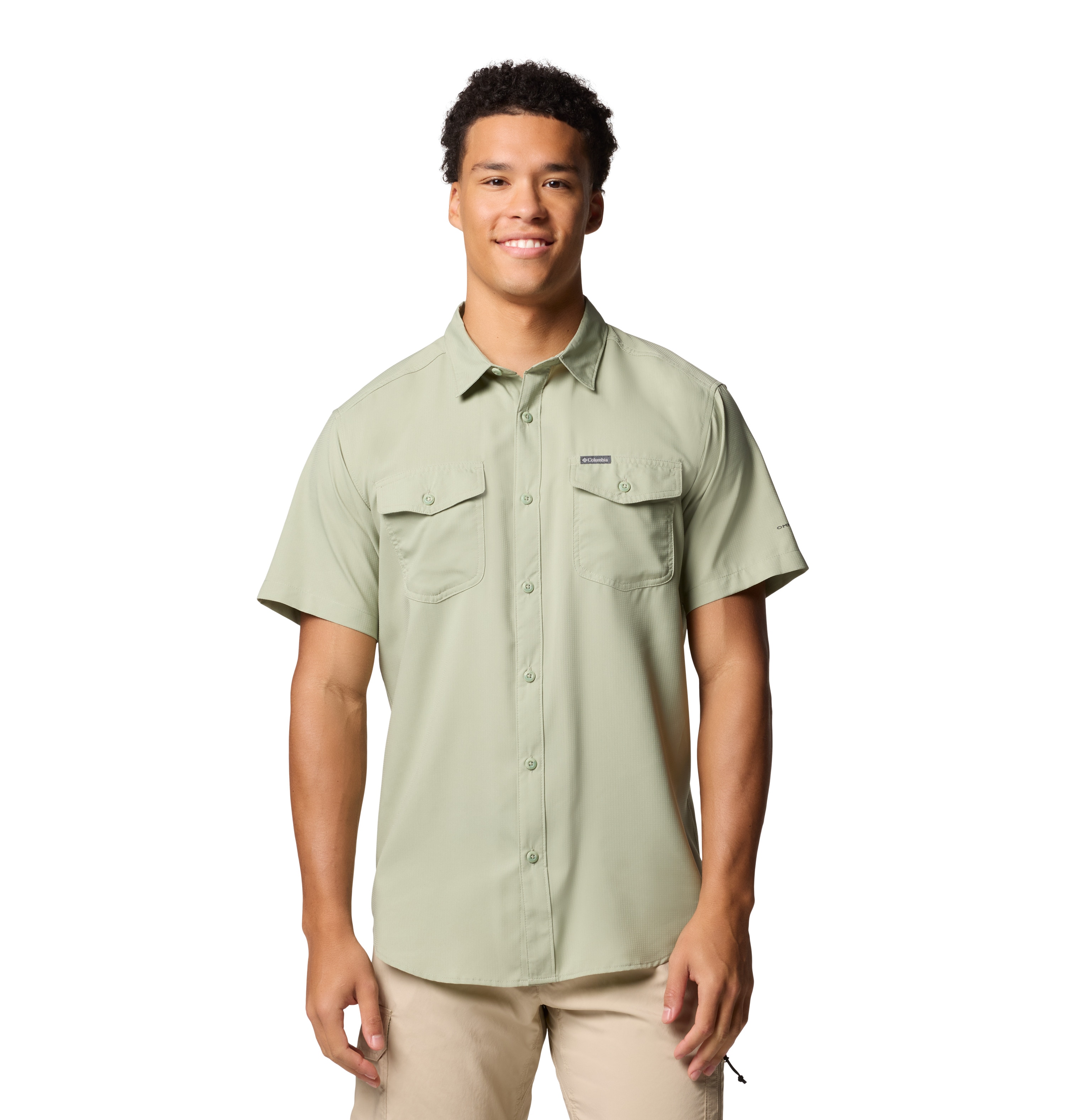 Camisa manga corta de hombre Utilizer™ II Solid Columbia - Verde grisáceo Verde grisáceo-1