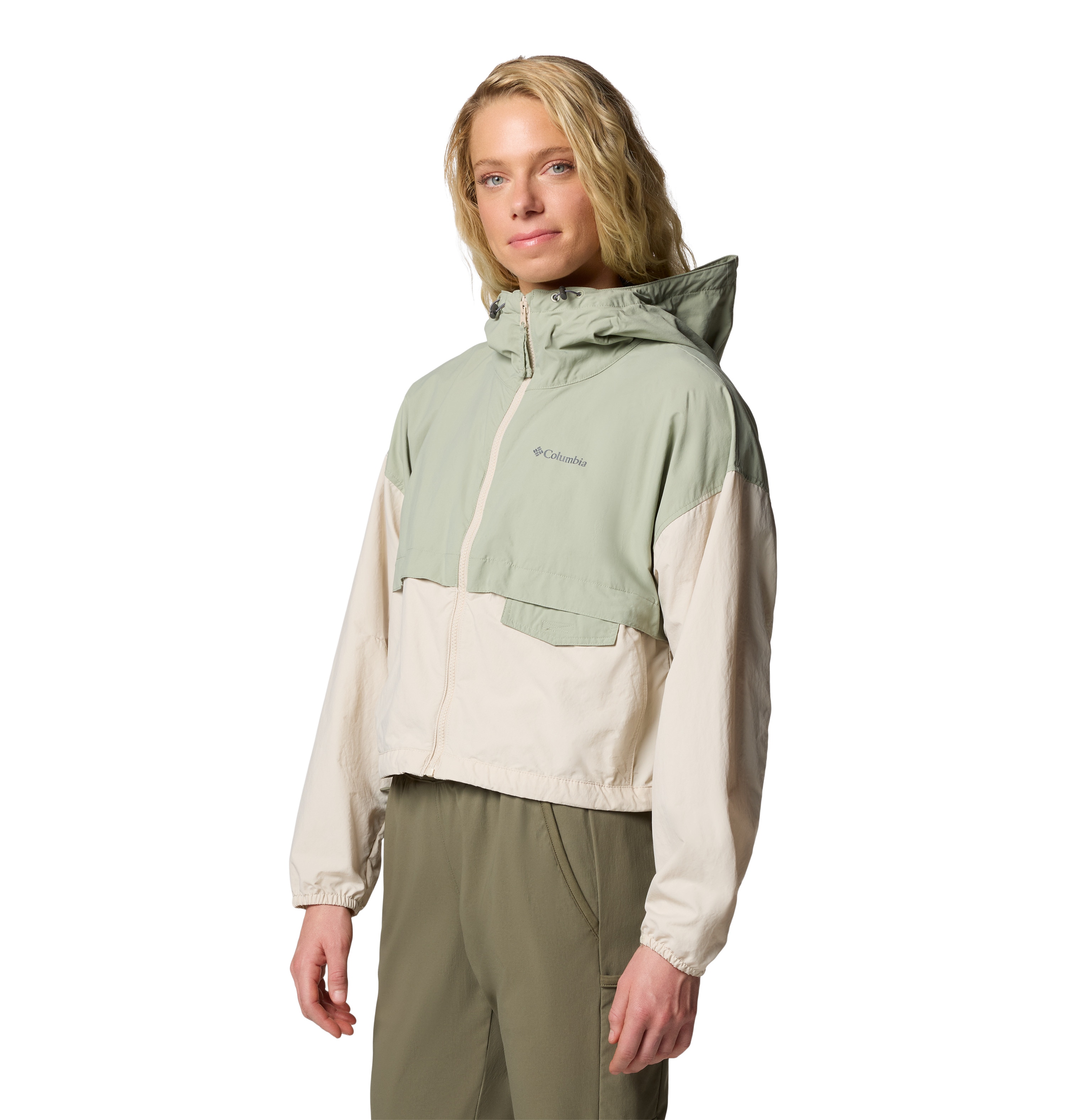 Chaqueta cortavientos de mujer Spire Valley™ Cropped Columbia - Verde grisáceo Verde grisáceo-3