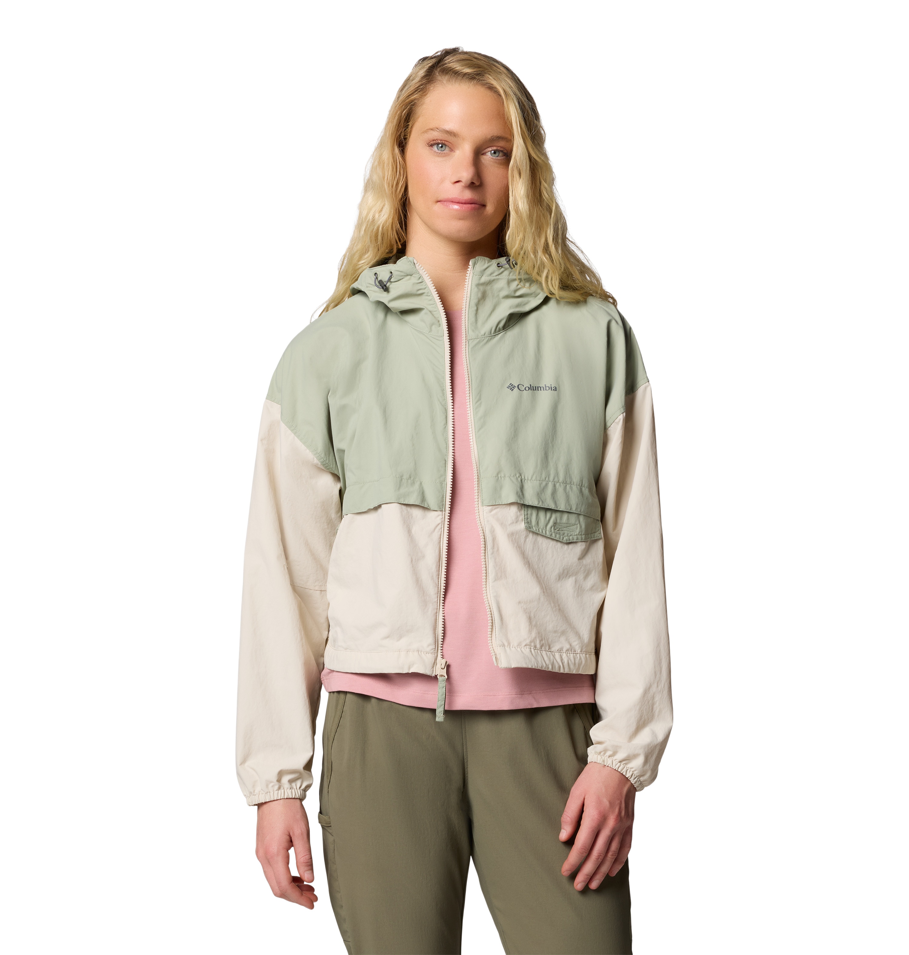 Chaqueta cortavientos de mujer Spire Valley™ Cropped Columbia - Verde grisáceo Verde grisáceo-4