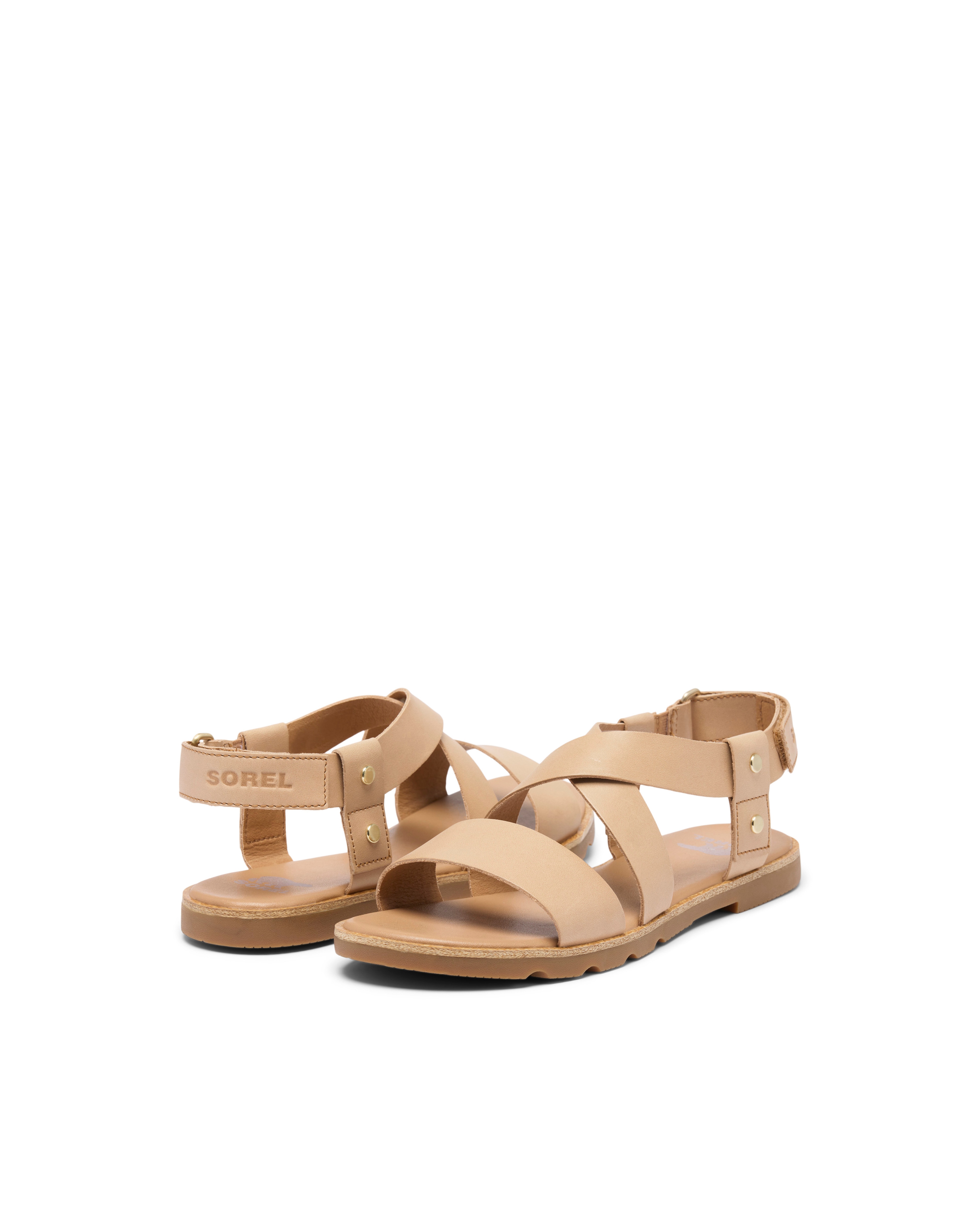 Sandalias de tiras de mujer de piel - Sorel - Beige Beige-4