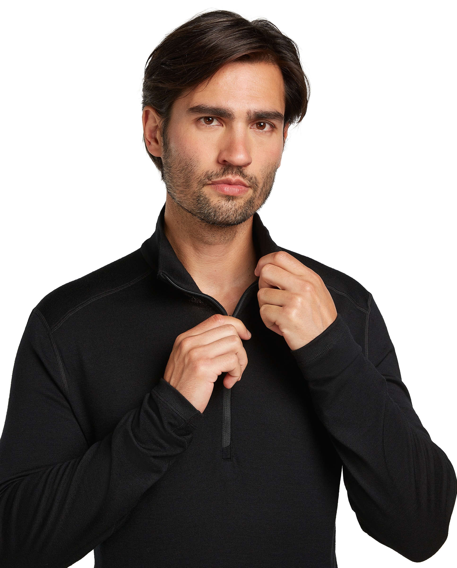 Camisetas Manga larga Montaña Hombre M 260 Oasis LS Half Zip Icebreaker - Negro mate Negro mate-1