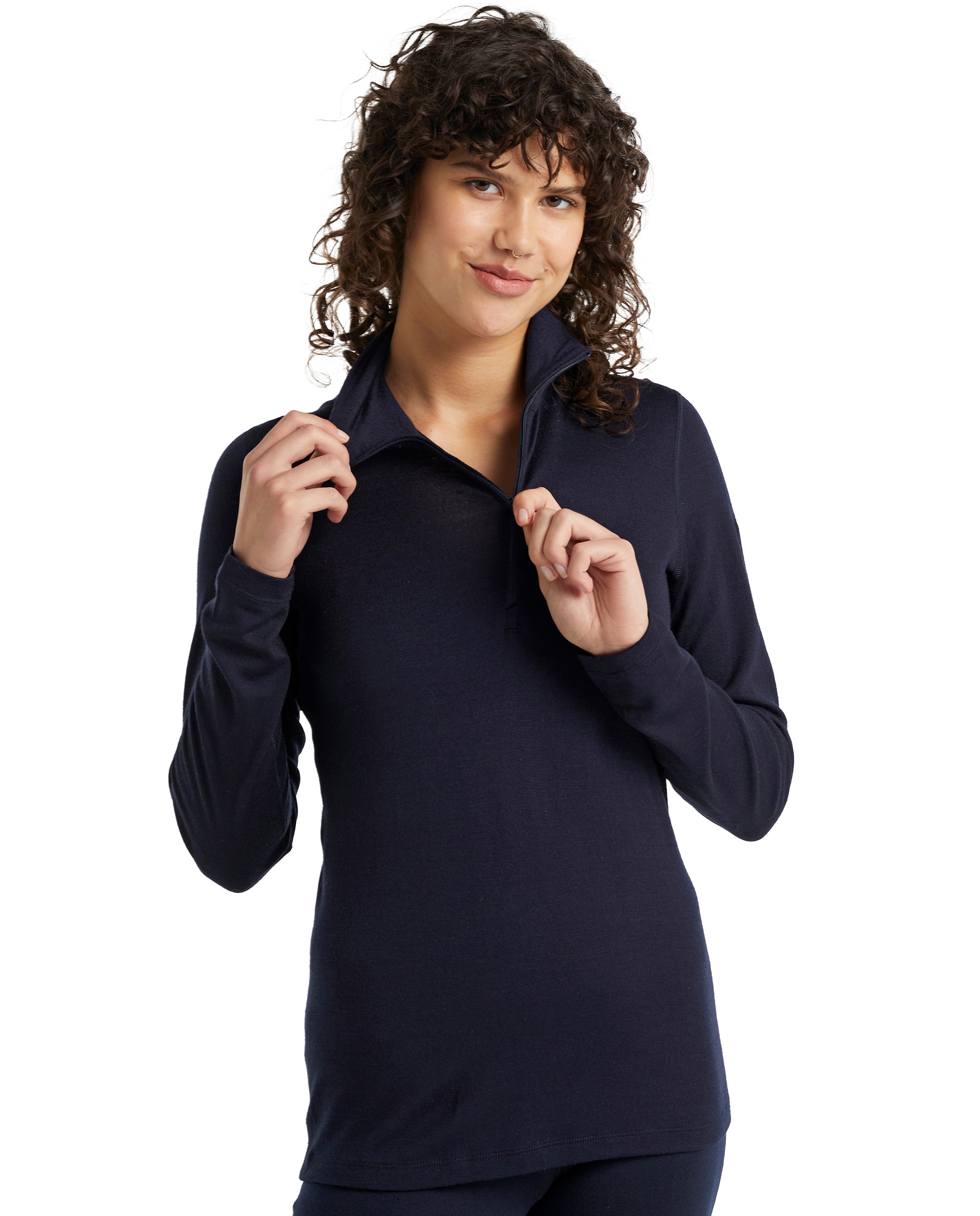 Camisetas Manga larga Montaña Mujer W 260 Oasis LS Half Zip Icebreaker - Azul marino Azul marino-4