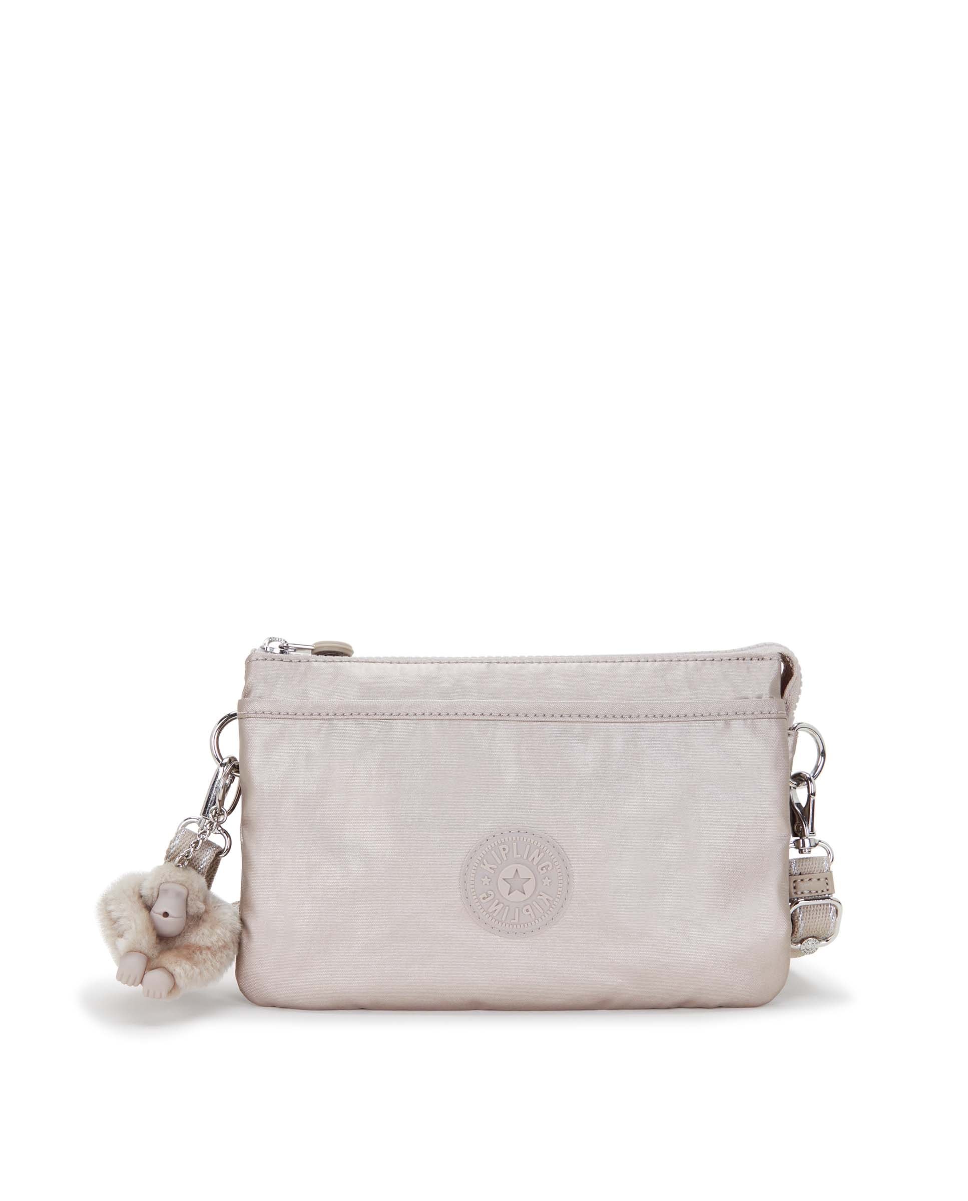 Bandolera de mujer pequeña con cremallera y correa extraíble - Kipling - Gris claro Gris claro-1