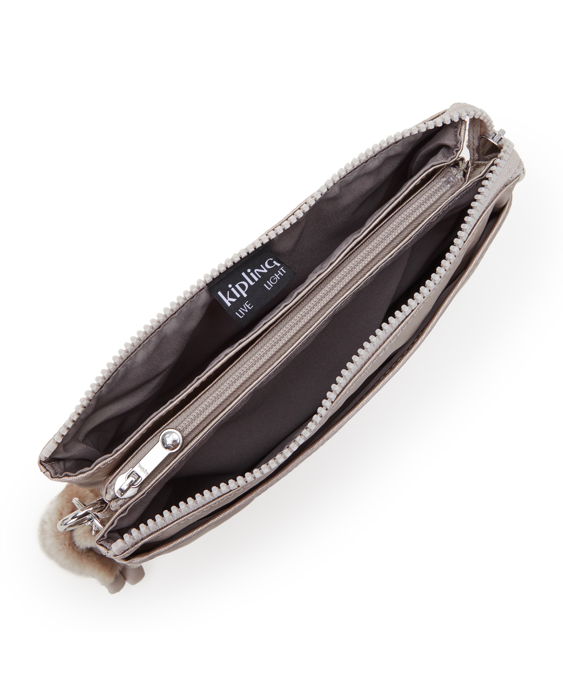 Bandolera de mujer pequeña con cremallera y correa extraíble - Kipling - Gris claro Gris claro-3