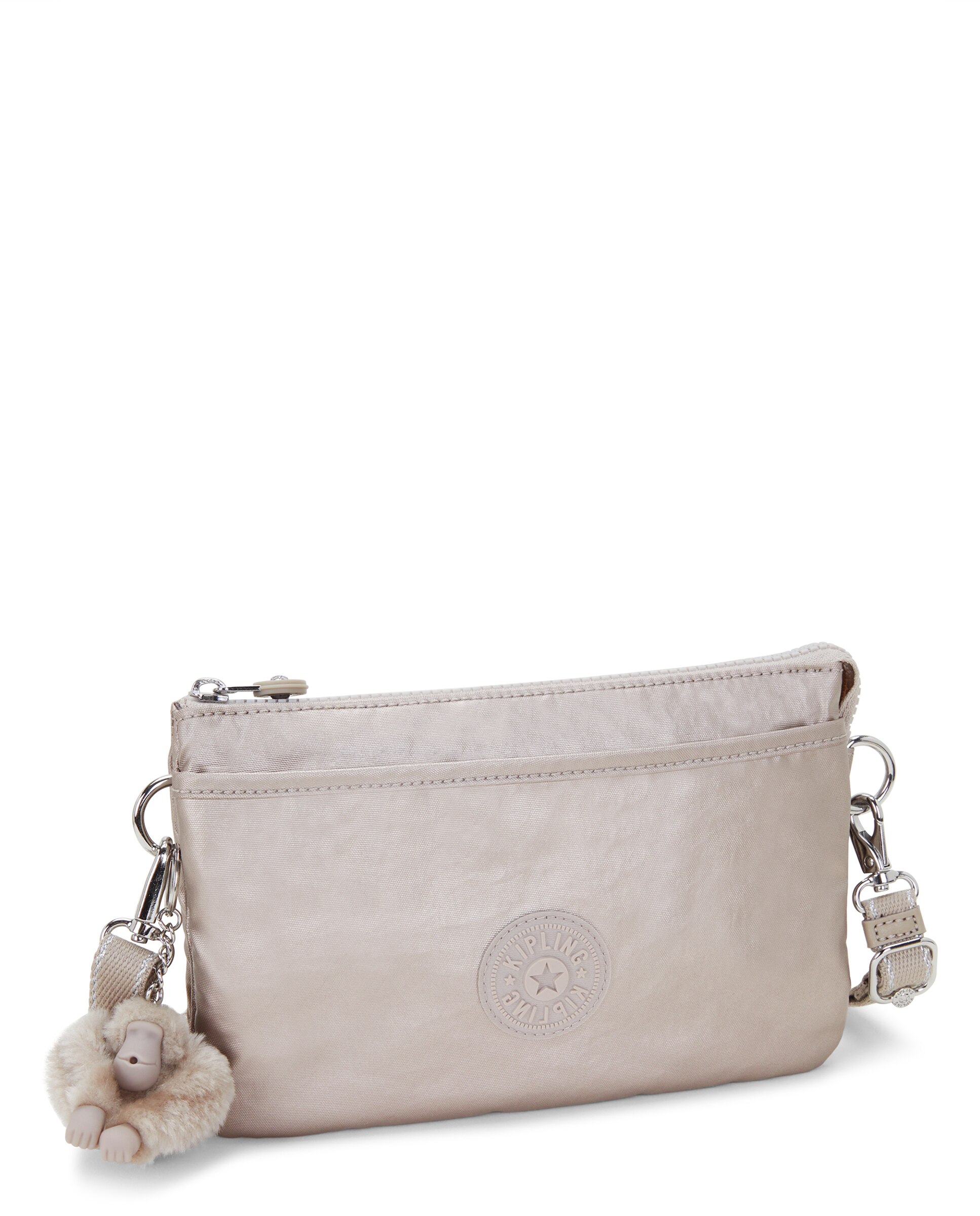 Bandolera de mujer pequeña con cremallera y correa extraíble - Kipling - Gris claro Gris claro-5