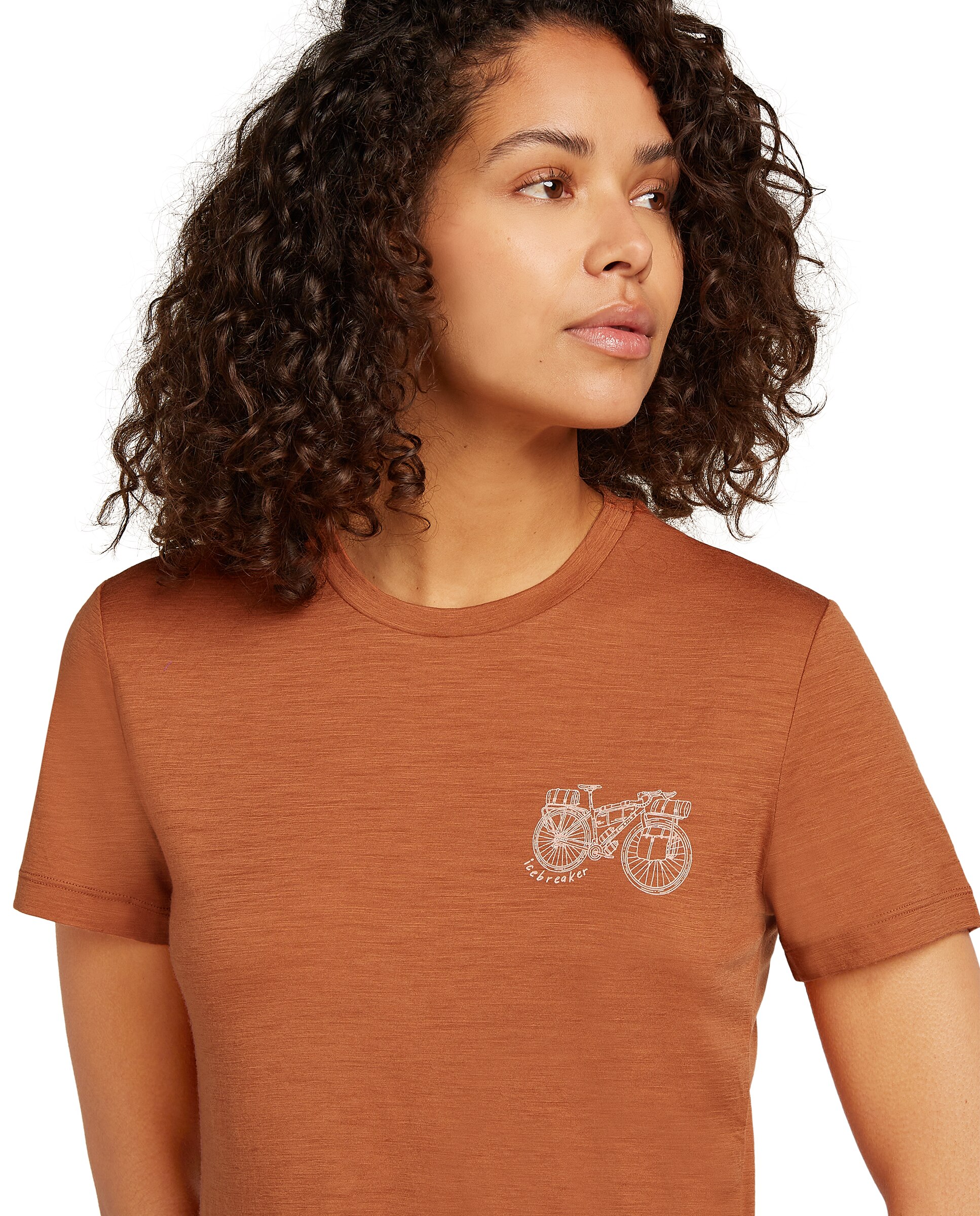 Camiseta Mujer W Mer 150 Tech Lite SS Tee Adventure Rid ICEBREAKER - Marrón Marrón-4