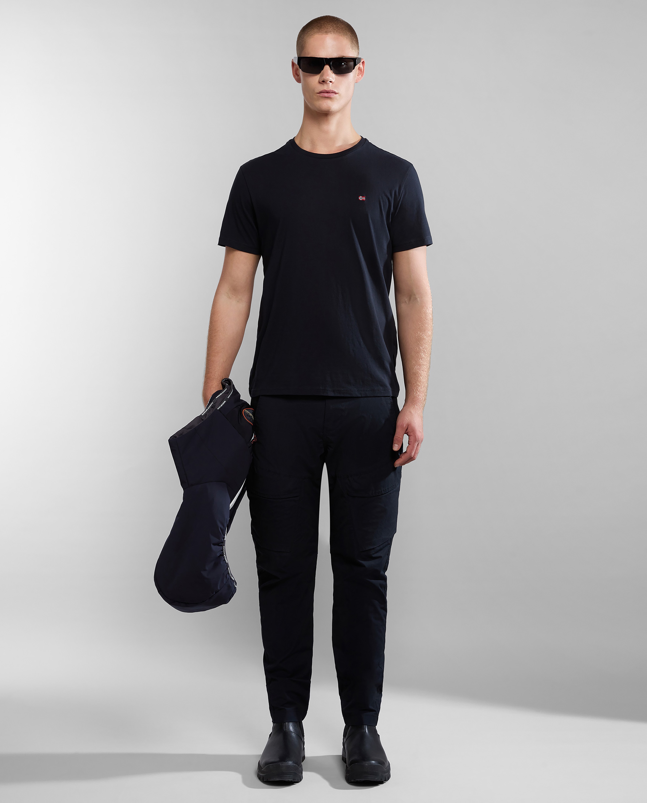 Camiseta de algodón de hombre salis de manga corta - Napapijri - Negro Negro-1