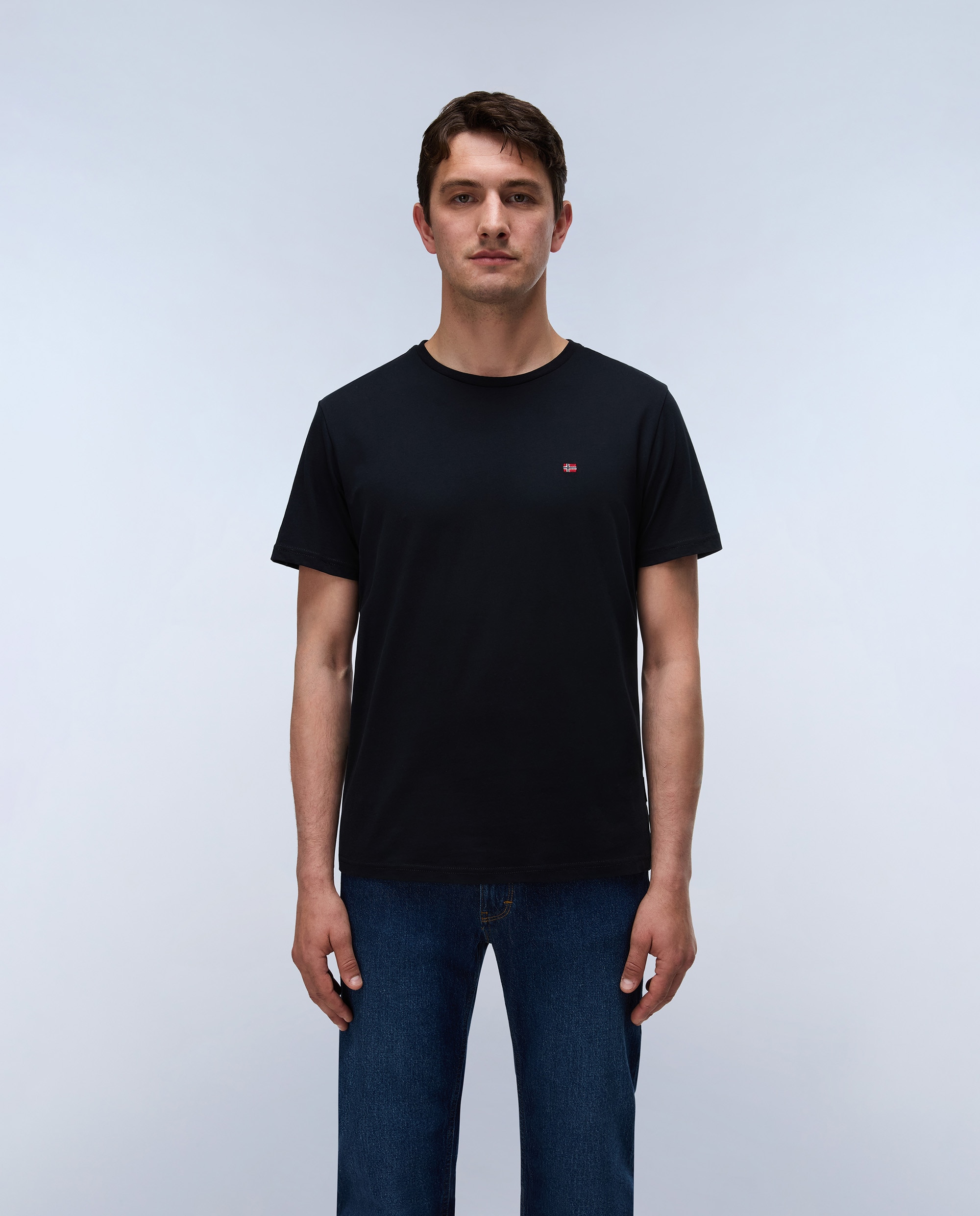Camiseta de algodón de hombre salis de manga corta - Napapijri - Negro Negro-2