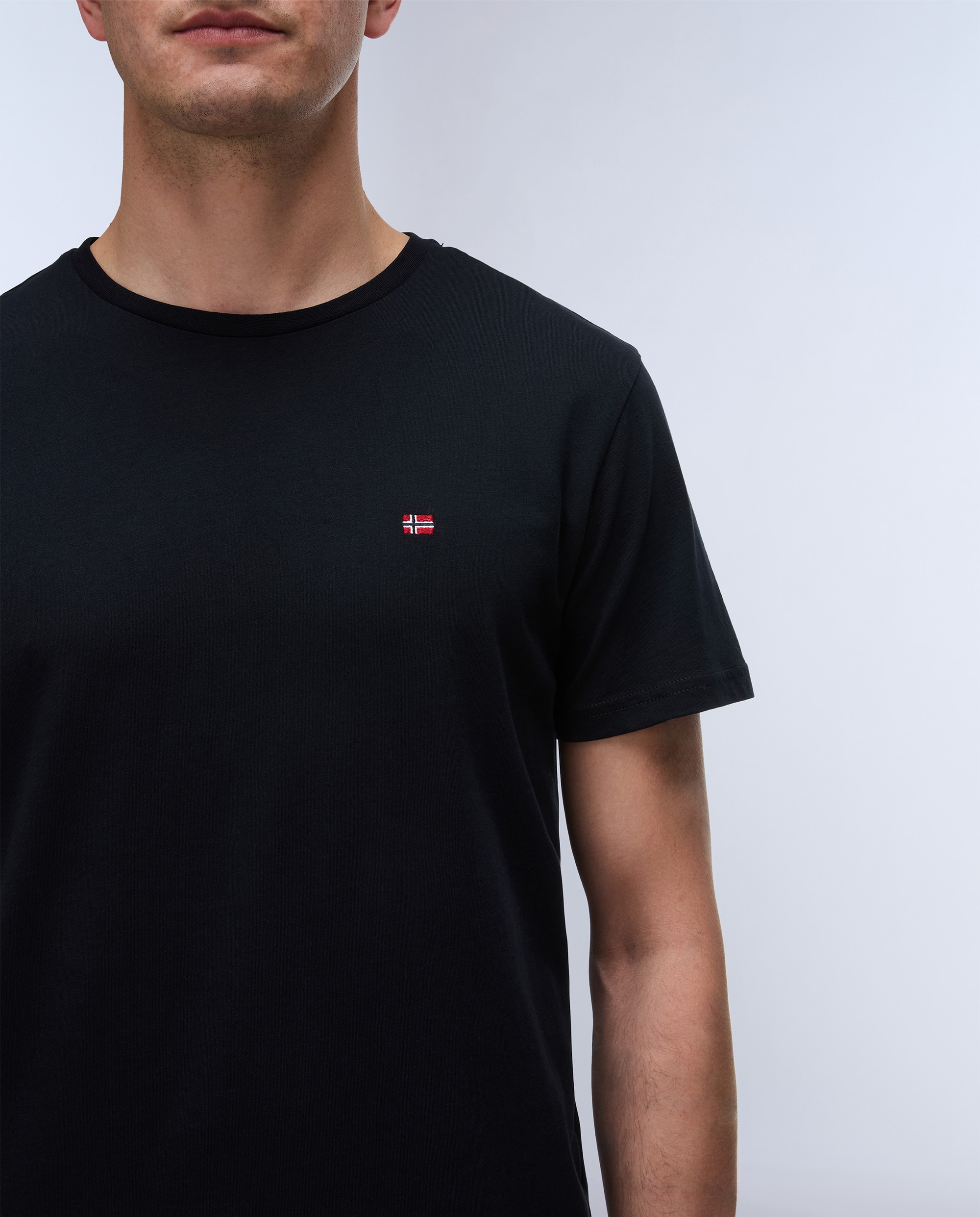 Camiseta de algodón de hombre salis de manga corta - Napapijri - Negro Negro-4
