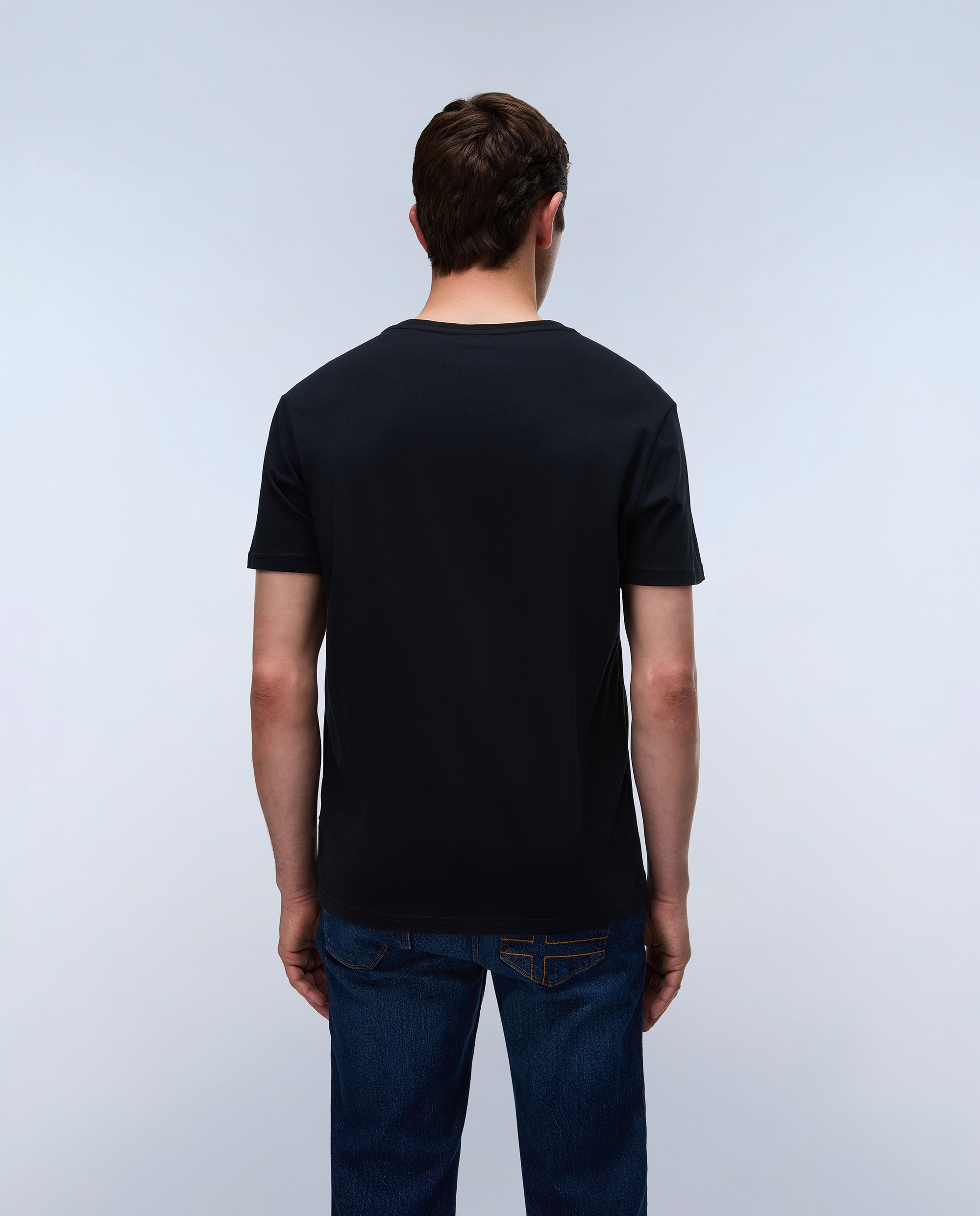 Camiseta de algodón de hombre salis de manga corta - Napapijri - Negro Negro-5
