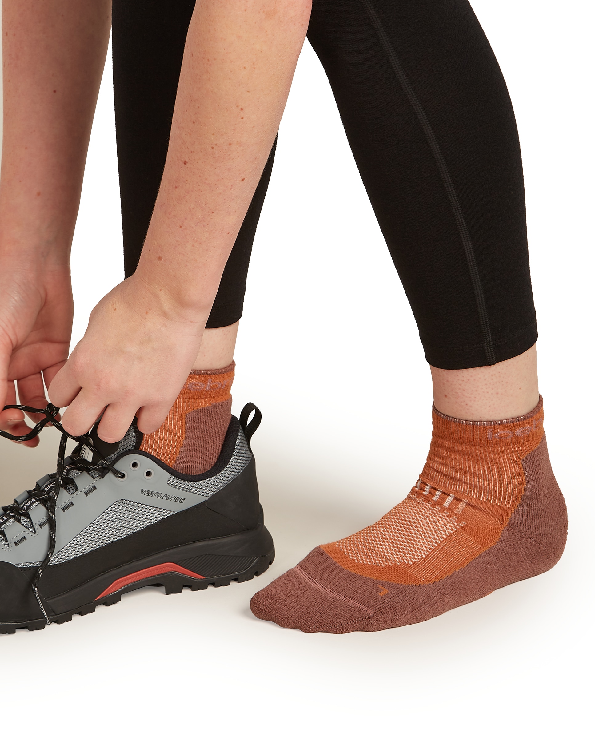 Imagen 2 de Calcetines Mujer W Mer Hike+ Light Mini ICEBREAKER - Gris Naranja