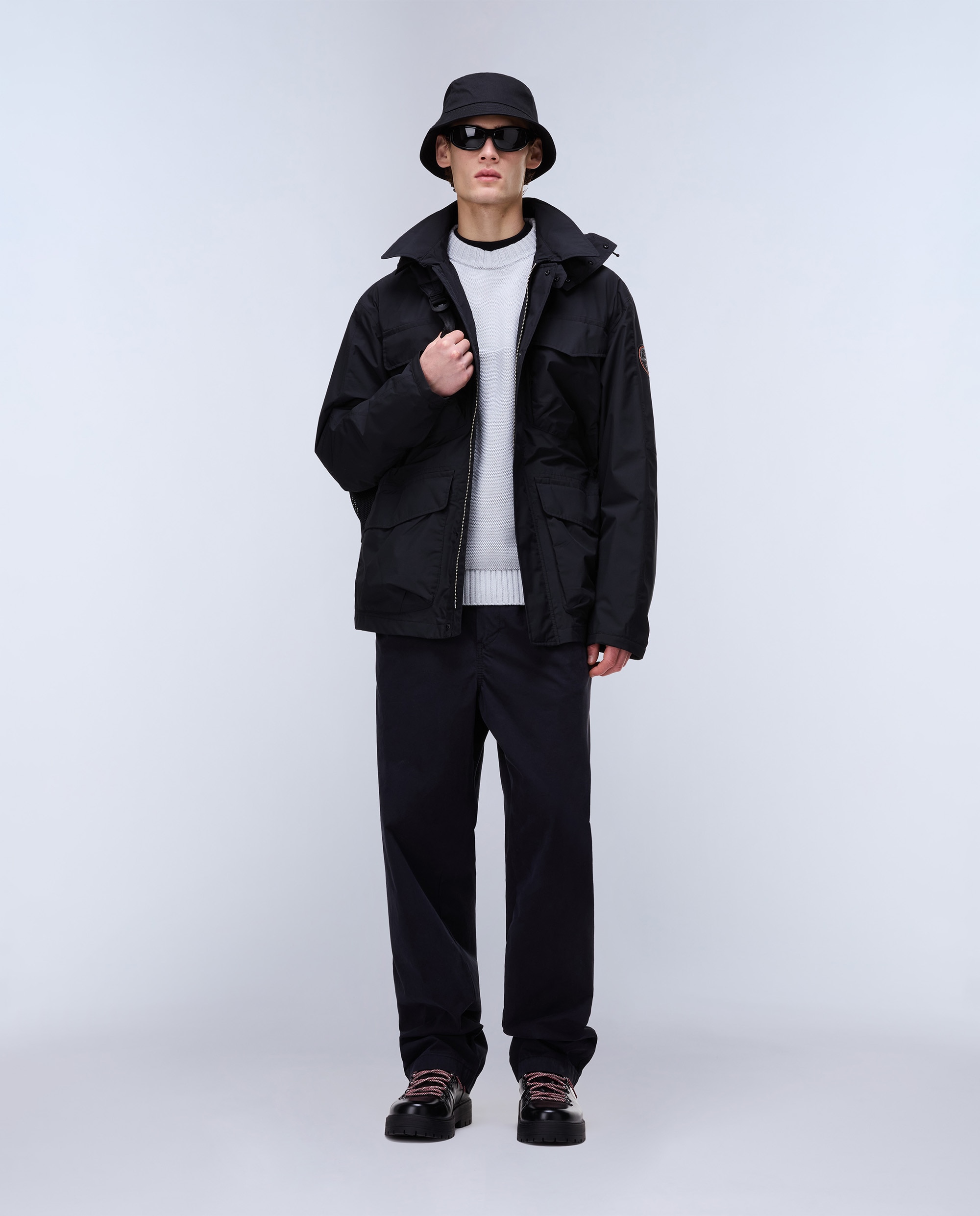 Imagen 3 de Parka de hombre rivalto impermeable con capucha extraible - Napapijri - Azul marino Negro