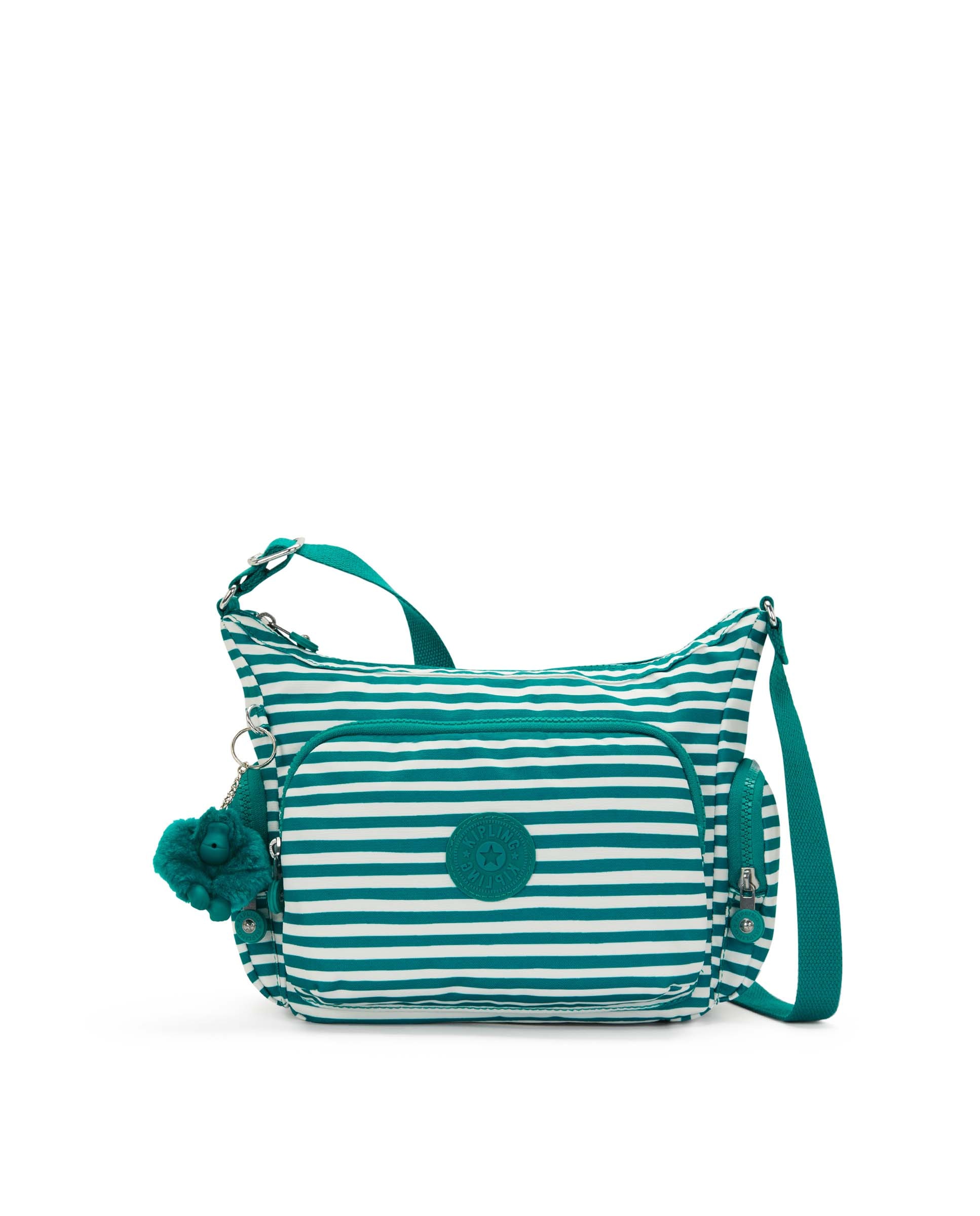 Bandolera de mujer mediana con cremallera y bolsillos exteriores - Kipling - Blanco / Verde Blanco / Verde-1