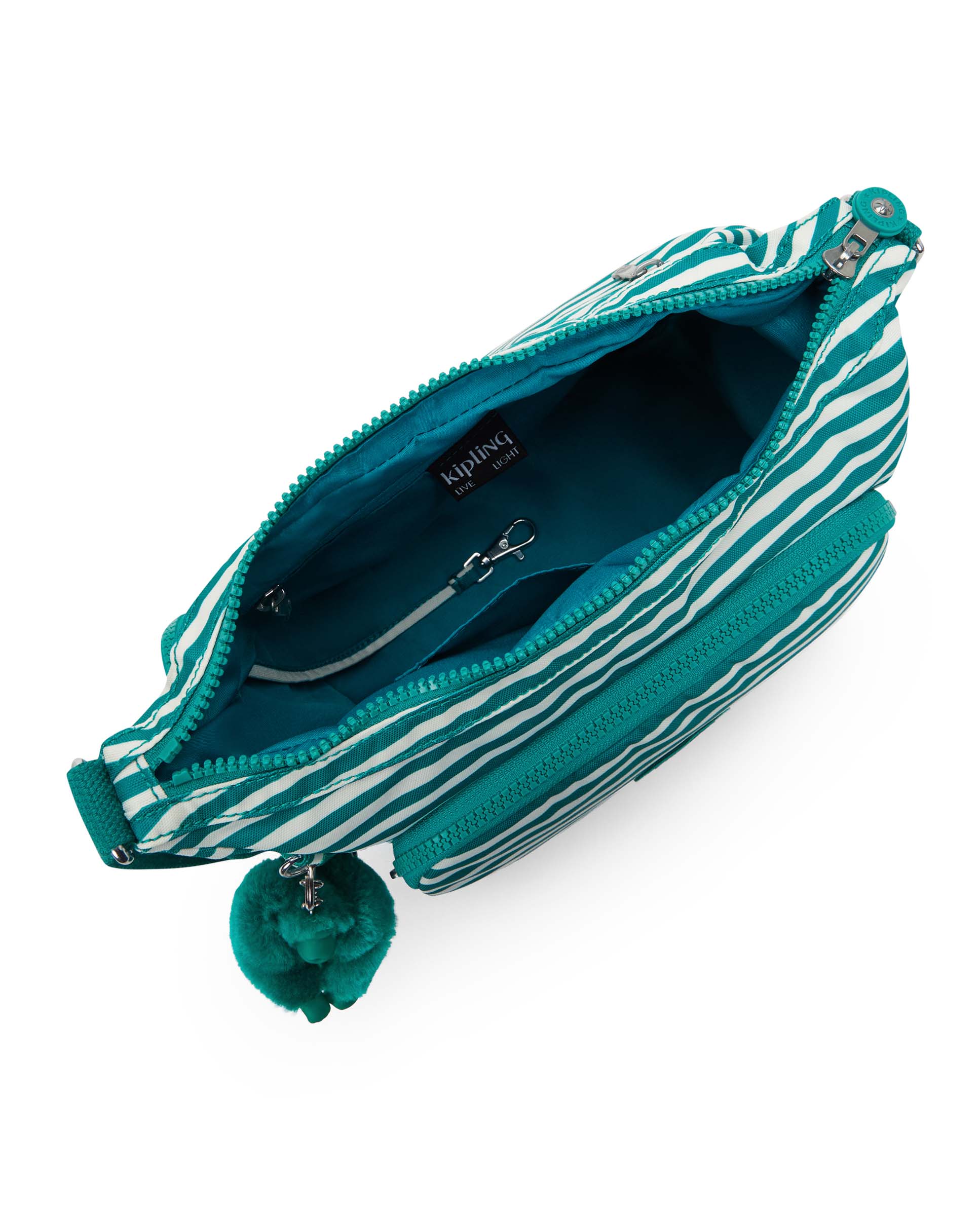 Bandolera de mujer mediana con cremallera y bolsillos exteriores - Kipling - Blanco / Verde Blanco / Verde-2