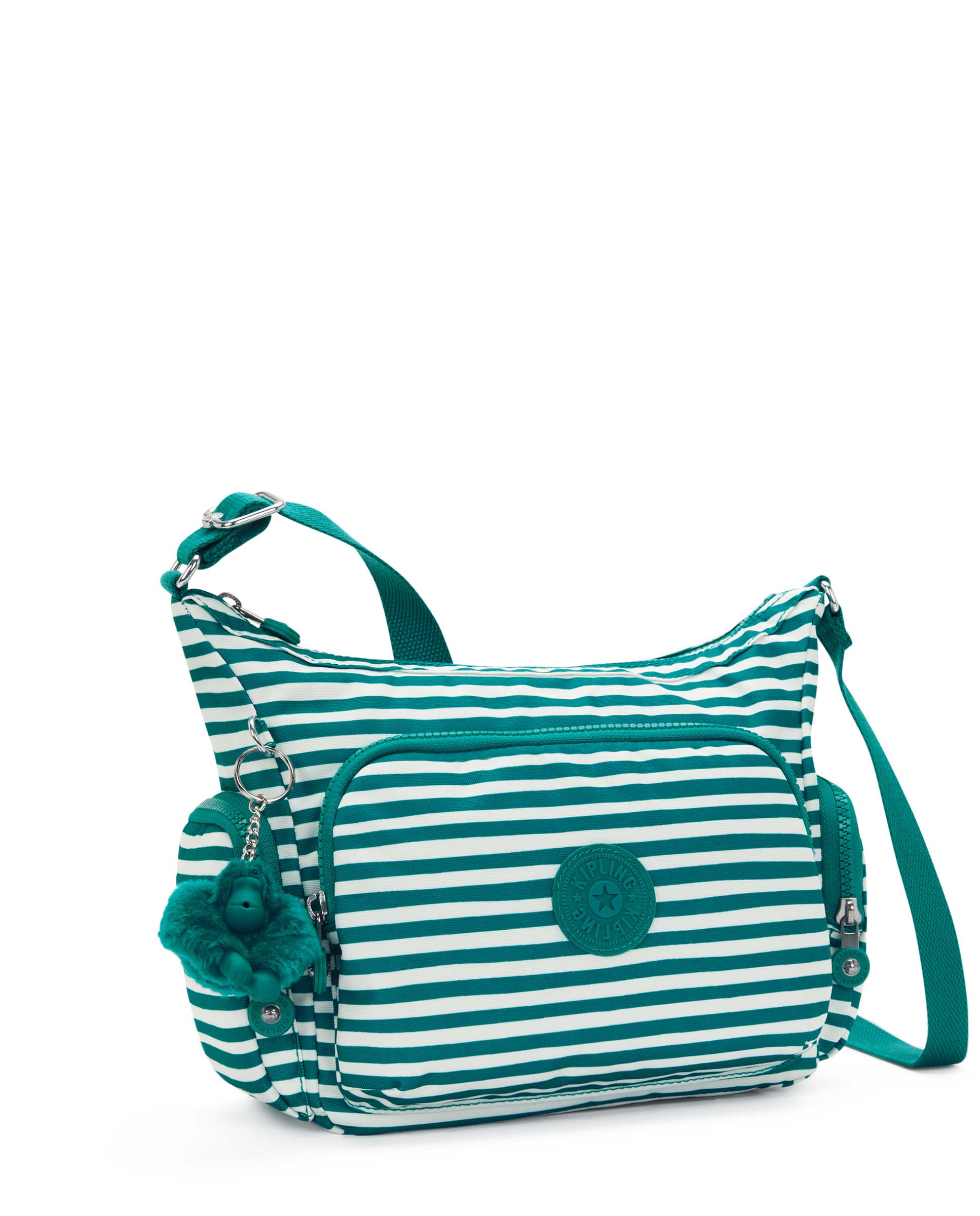 Bandolera de mujer mediana con cremallera y bolsillos exteriores - Kipling - Blanco / Verde Blanco / Verde-4
